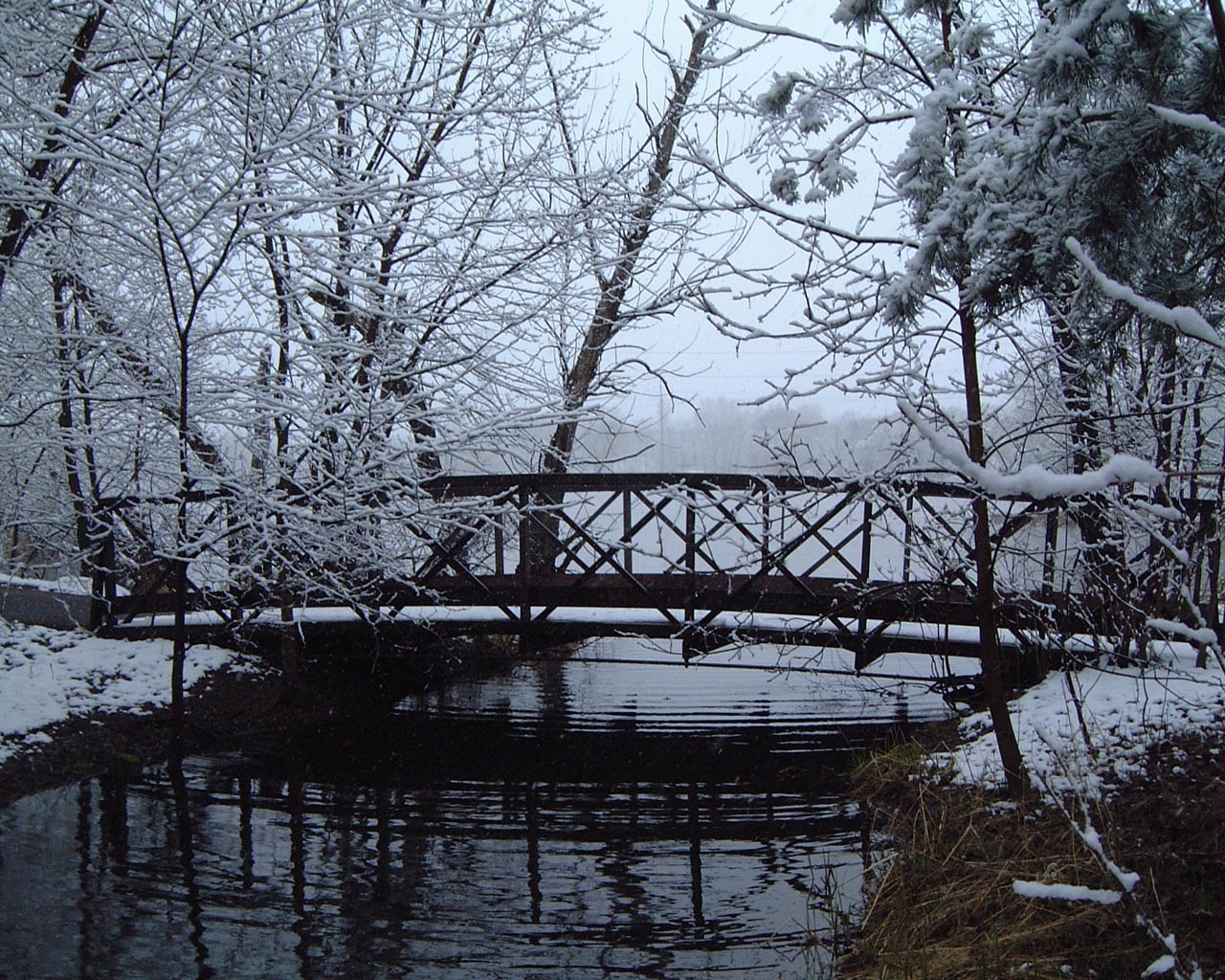 Bridge in winter wallpaper. Bridge in winter