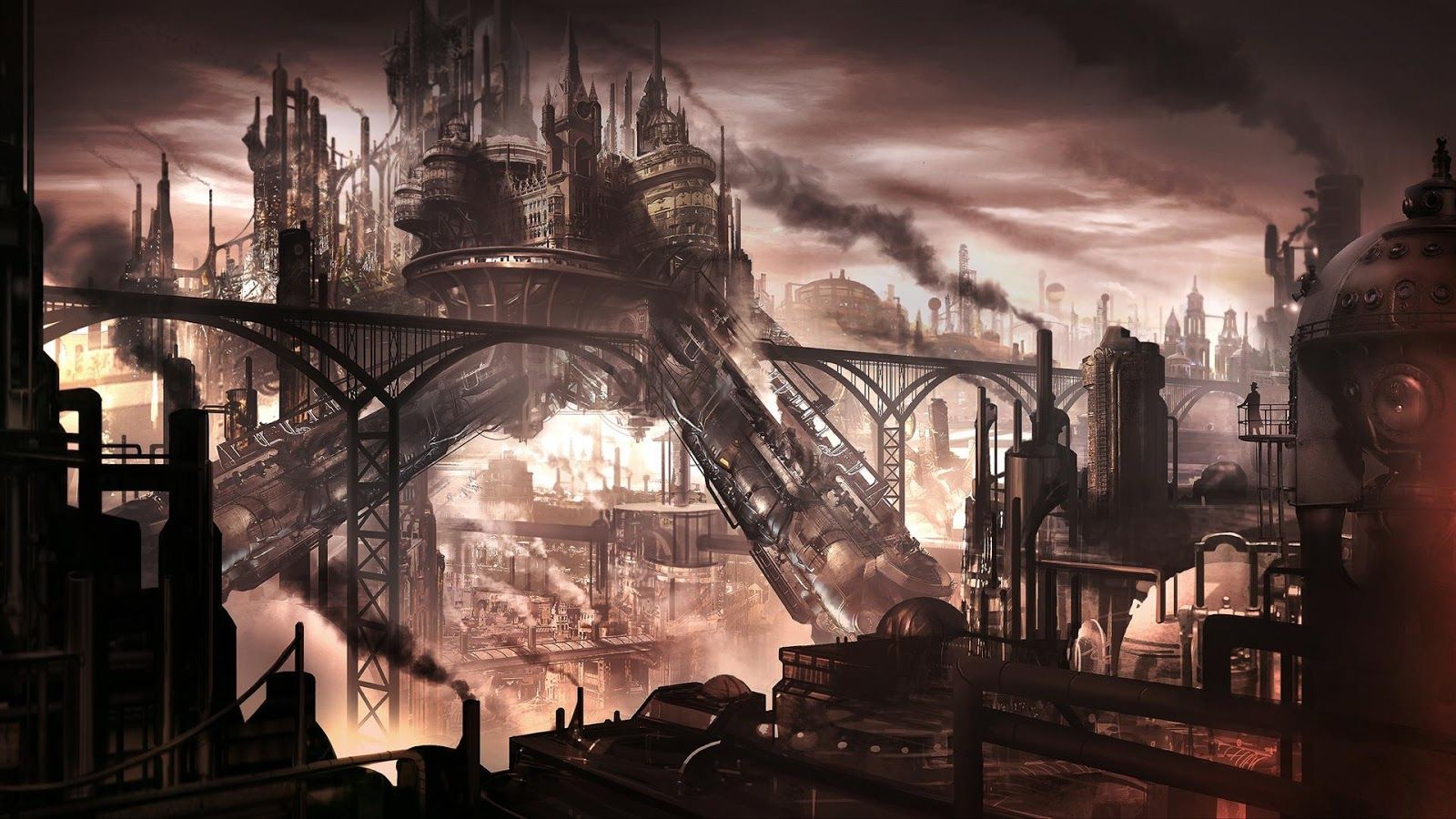 steampunk city desktop wallpaper