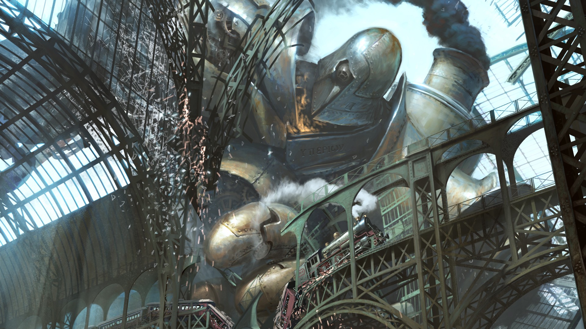 Steampunk Wallpaper Browse Robot Destroying City