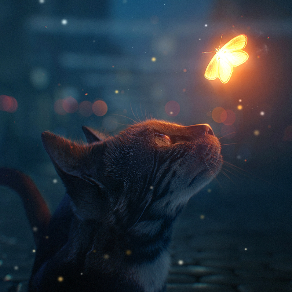 Steam Workshop - Cat Looking at Glowing Butterfly. Animal symbolism, Cat aesthetic, Warrior cats