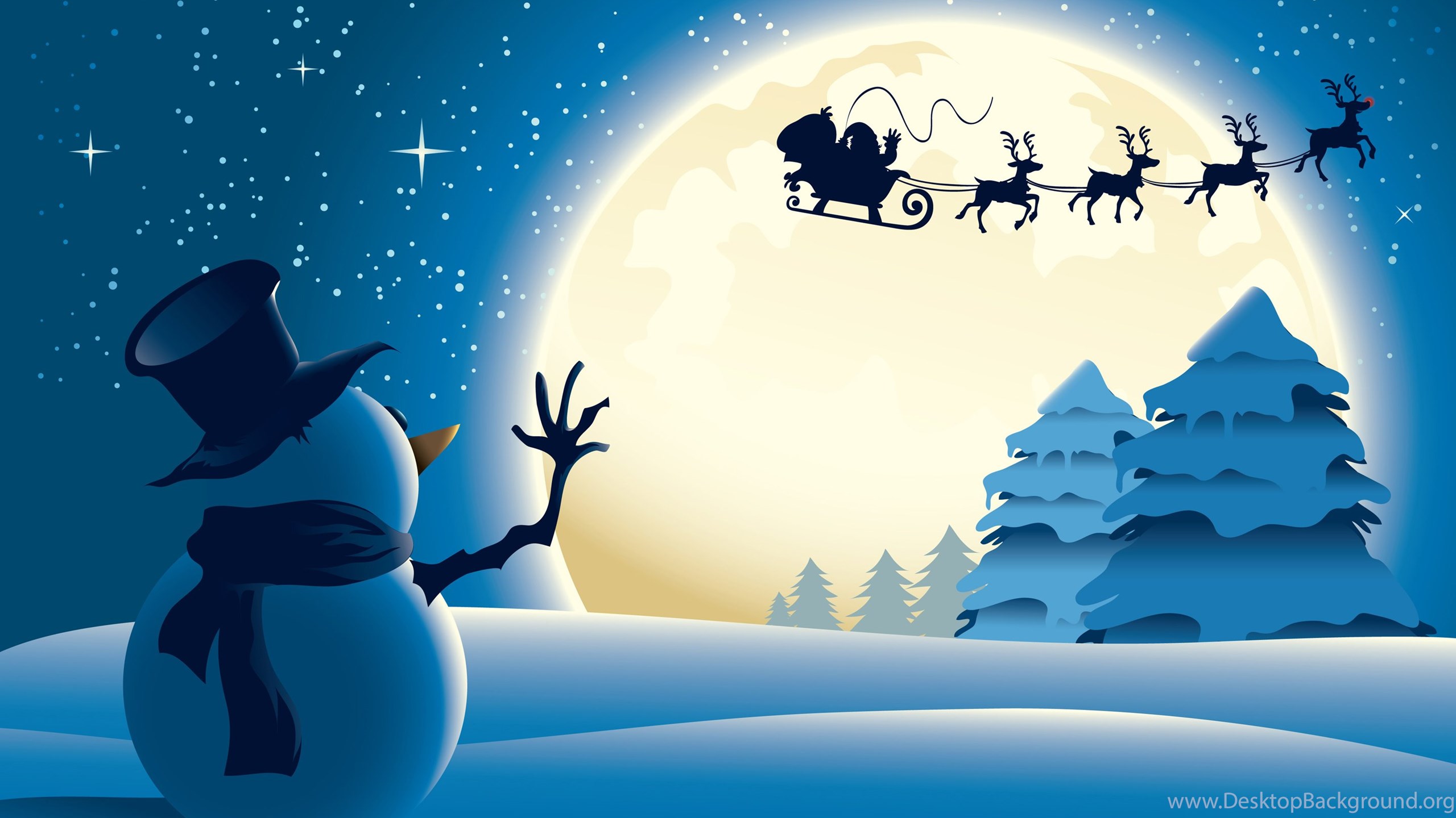 Snowman Santa Claus Christmas HD Wallpaper Desktop Background