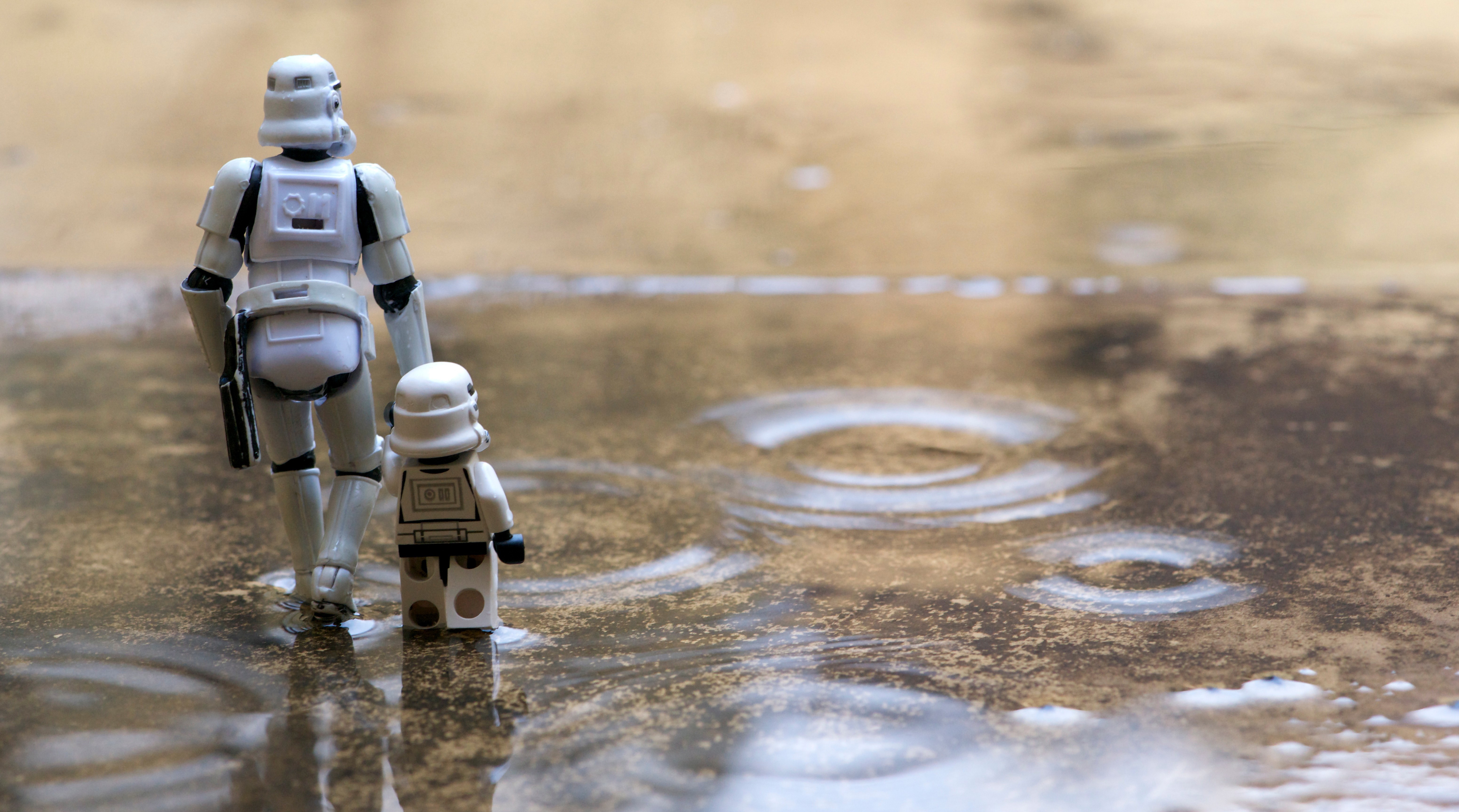 #Star Wars, #rain, #pond, #stormtrooper, #LEGO, wallpaper HD Wallpaper
