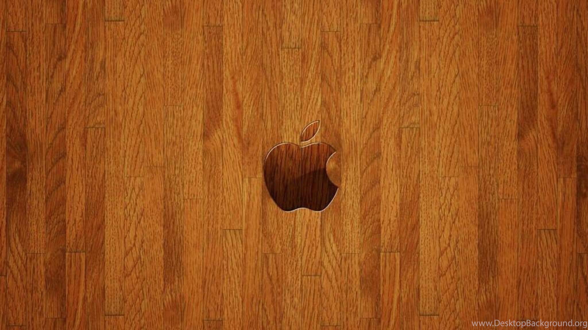 Computer Brand HD Apple Logo On Parquet Wood Floor Wallpaper Desktop Background