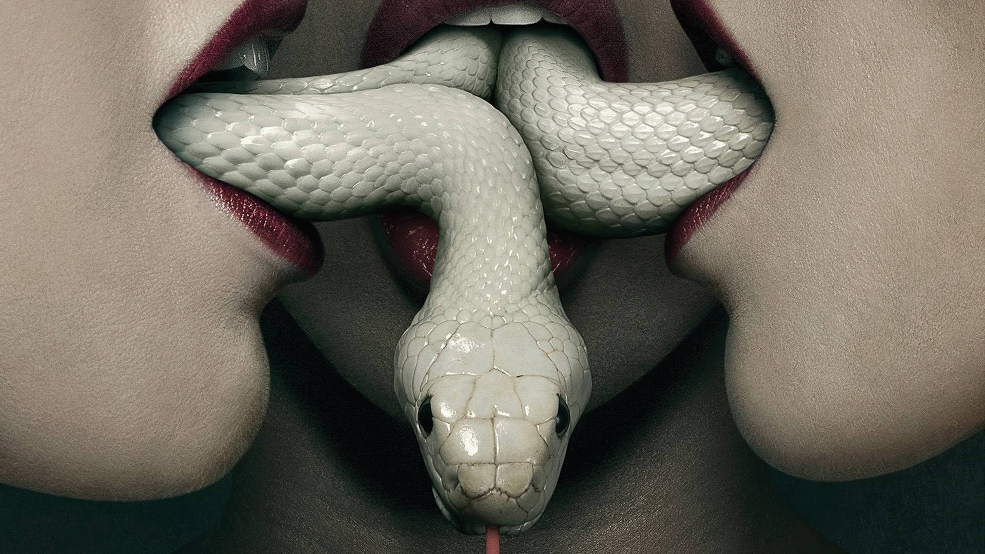 Wallpaper, women, open mouth, red lipstick, snake, nose, mouths, head, albino, American Horror Story, ART, hand, finger, leg, arm, human body, organ, close up, tooth 1920x1080