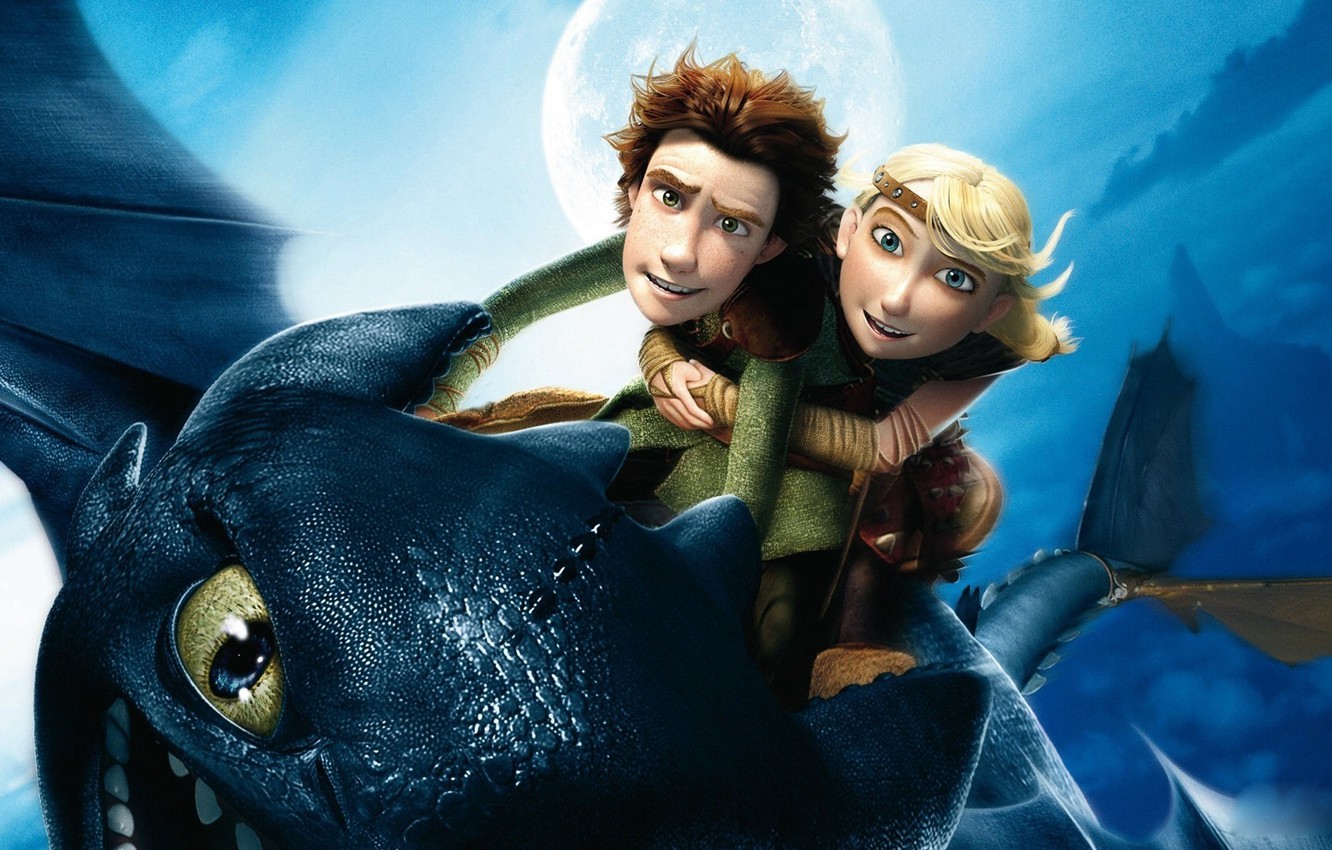 Wallpaper flight, cartoon, Hiccup, Toothless, How to train your dragon, How to Train Your Dragon image for desktop, section фильмы