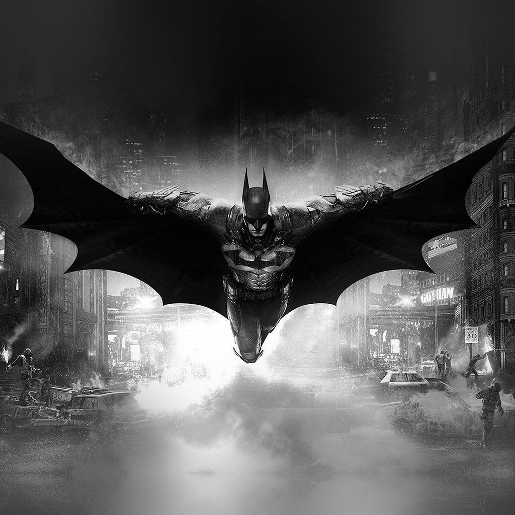 Batman Dark Bw Game Hero Art Illust iPad Wallpaper Free Download