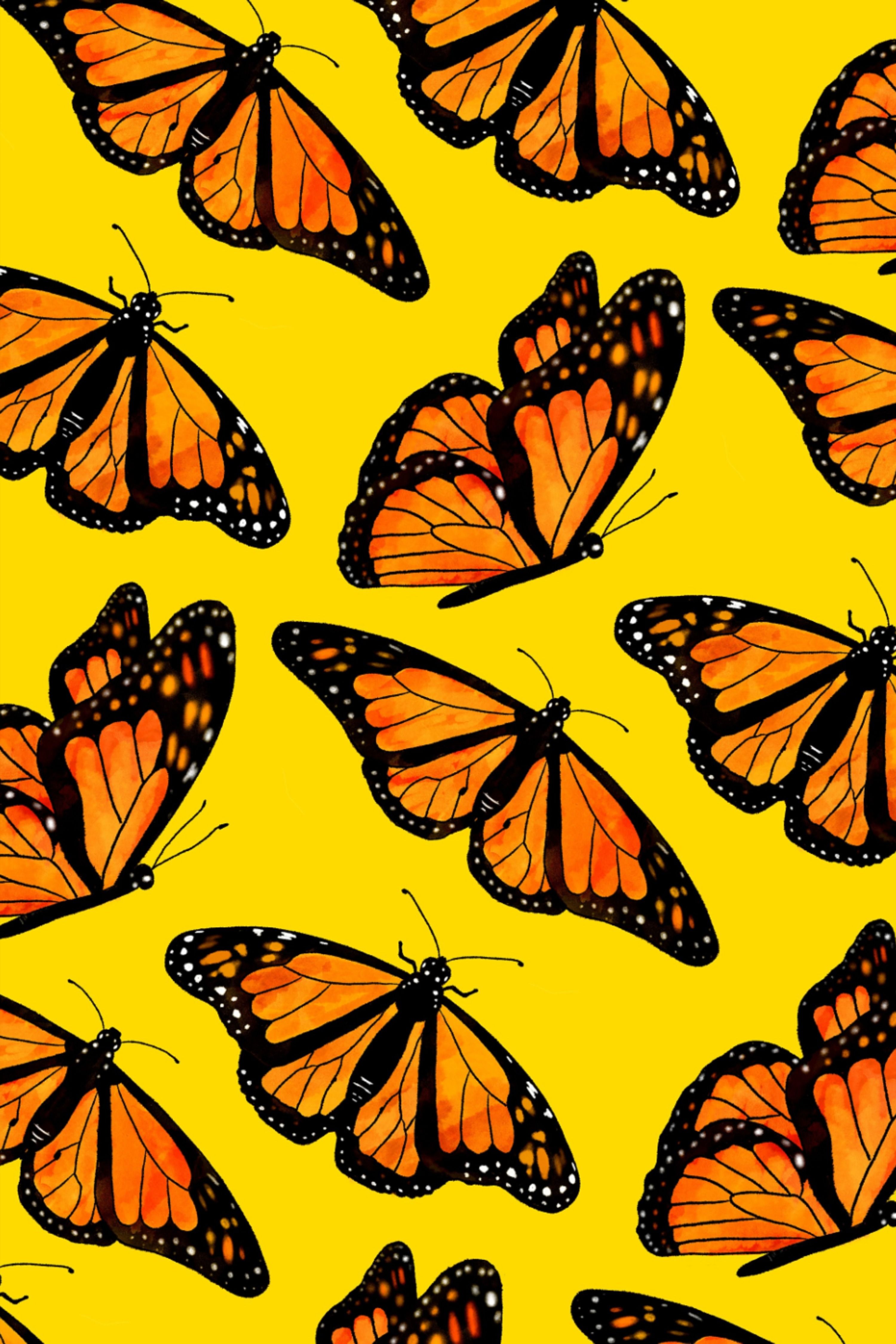 Yellow Monarch Butterfly Pattern. Butterfly wallpaper, Cute laptop wallpaper, Art wallpaper iphone