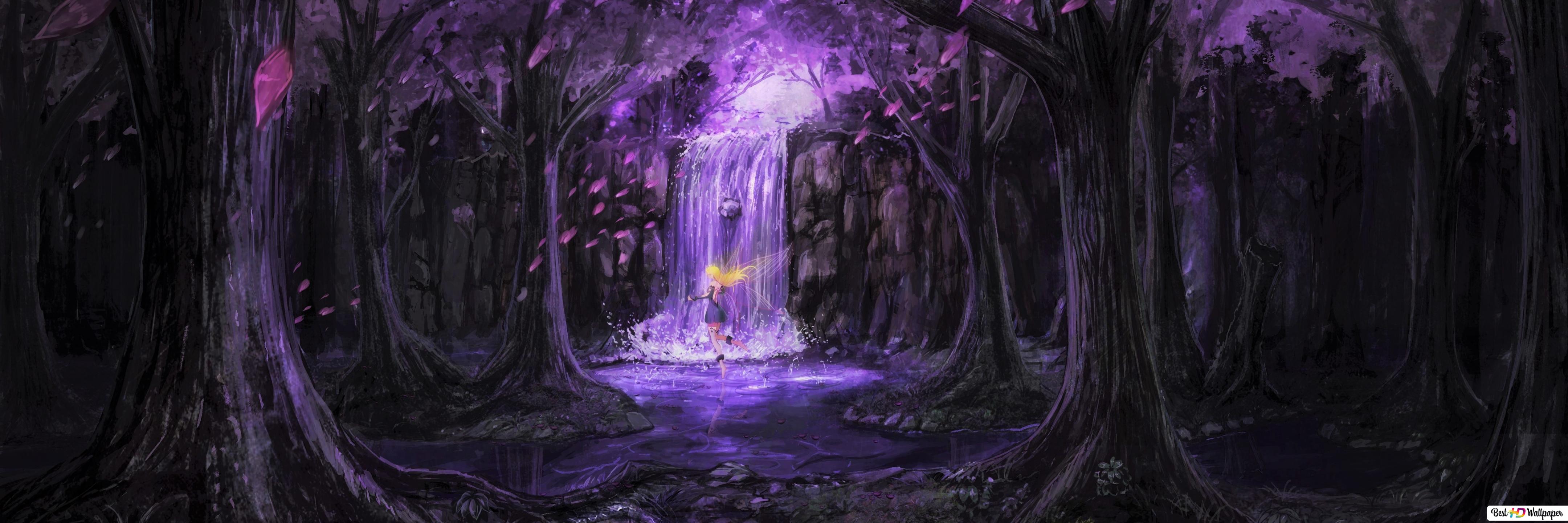 Fairy in Purple Fantasy Forest HD wallpaper download