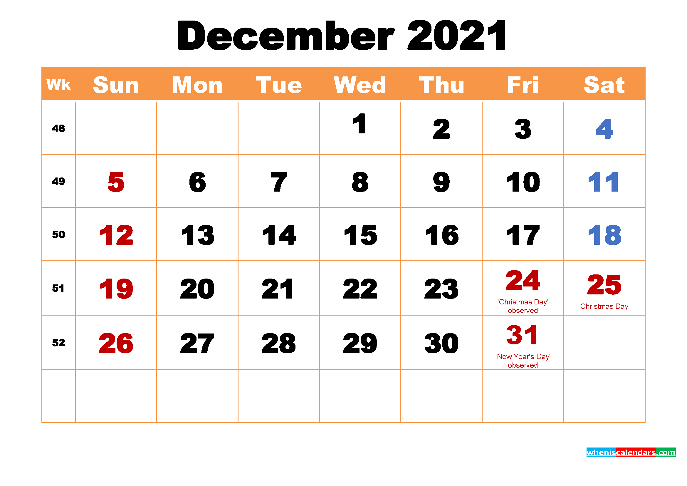 December 2021 Calendar Wallpaper High Resolution