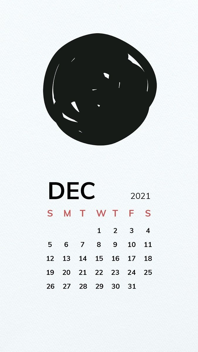 Calendar 2021 December printable phone wallpaper psd with black line pattern. premium image. December printable, Calendar wallpaper, printable