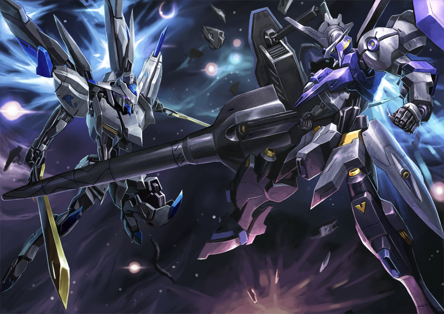 gundam bael and gundam kimaris vidar (gundam and 1 more) drawn