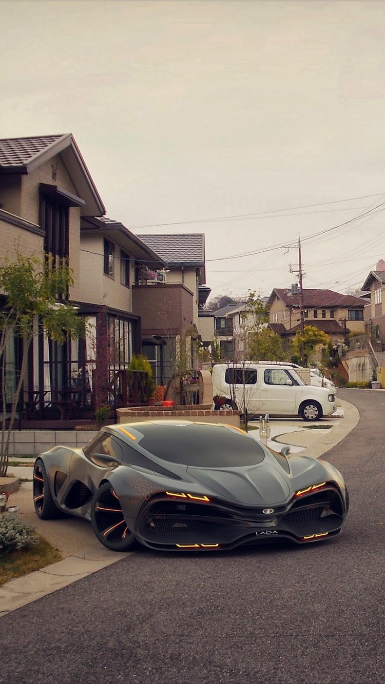 Lada Raven Concept supercar 2014 iPhone X 8, 7, 6, 5, 4, 3GS wallpaper download