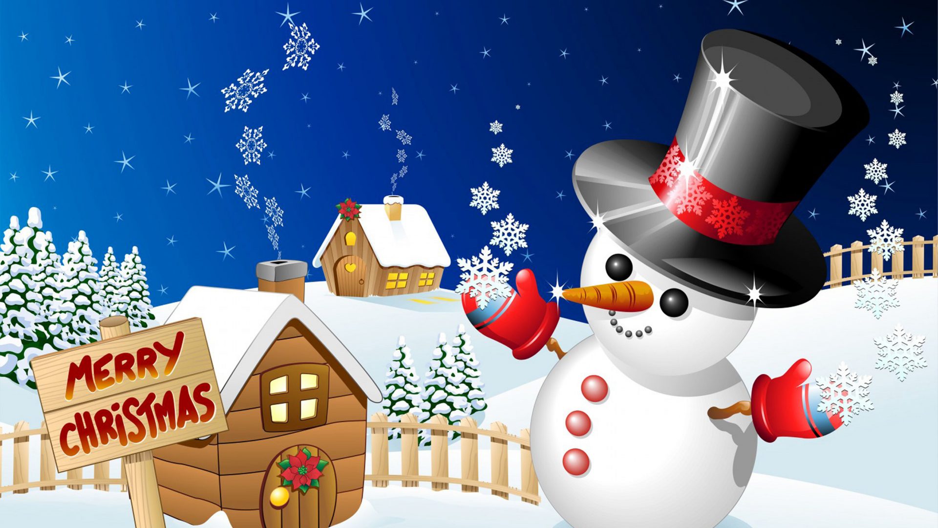 Merry Christmas Winter Snow Wood Houses With Snowman Desktop Hd Wallpapers For Mobile Phones Tablet And PC 2560x1600 : Wallpapers13