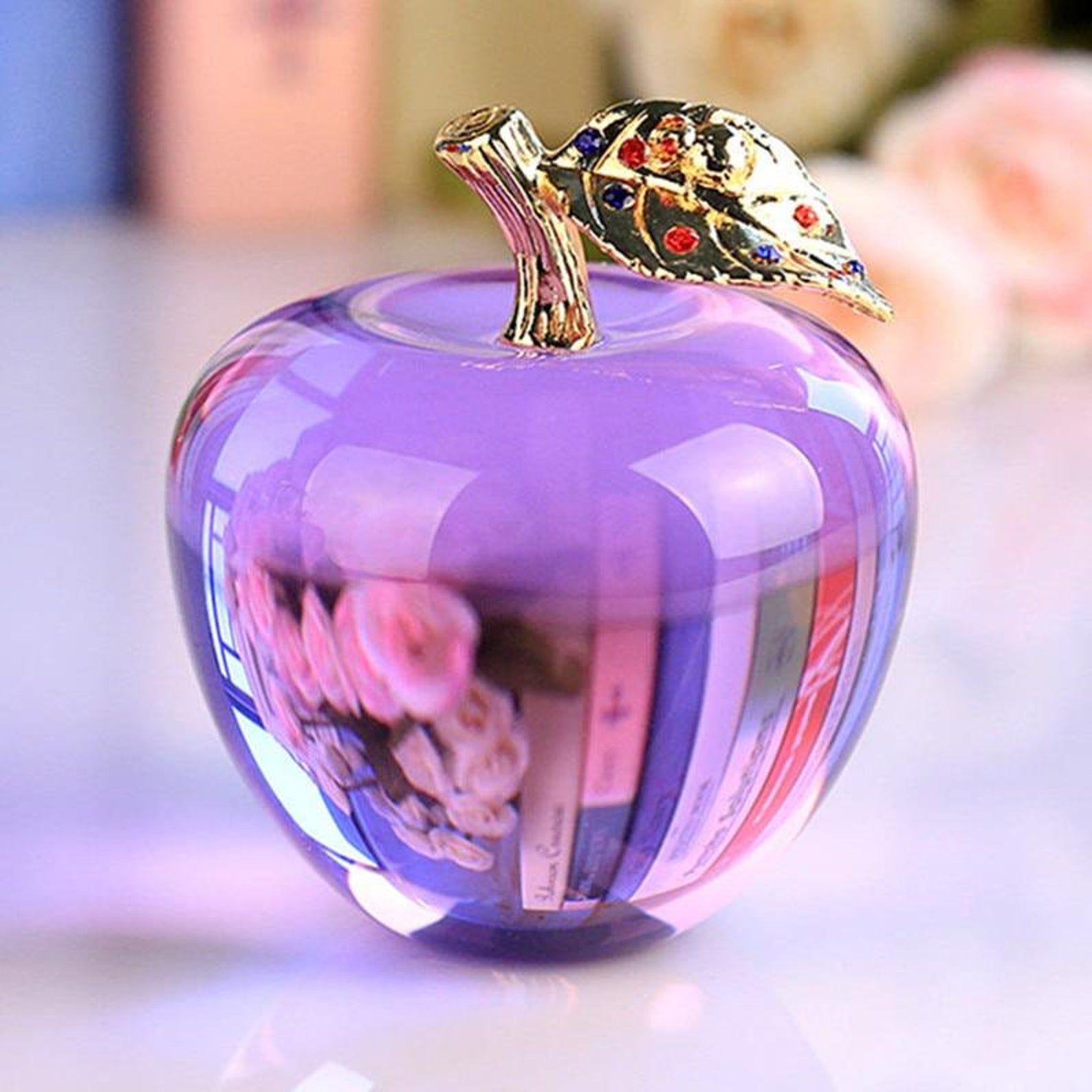 80MM Crystal Apple Paperweight Wedding Decoration Crystal Ball