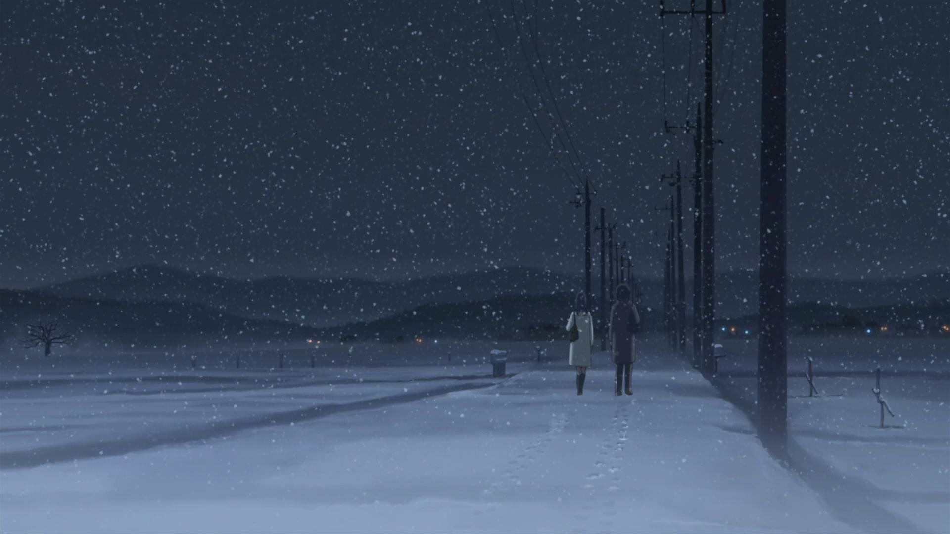Snow Anime City Wallpaper