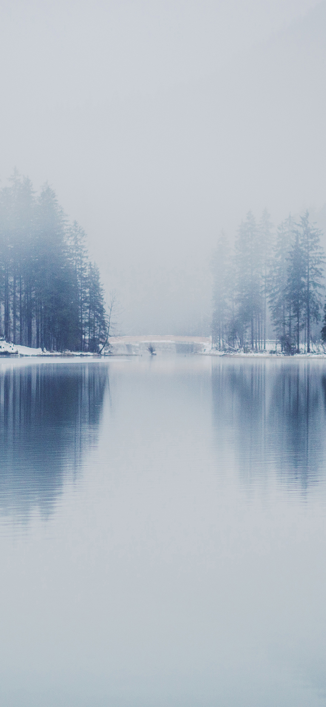 iPhone X wallpaper. winter lake white blue wood nature