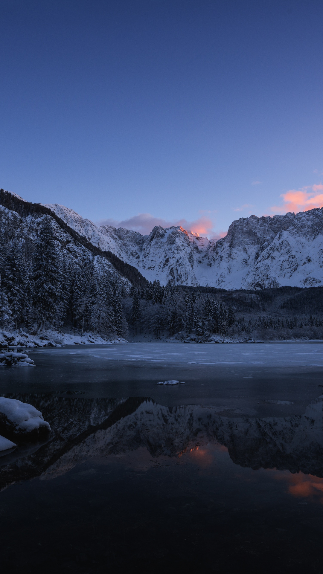 Fusine Lake In Winter iPhone Wallpaper