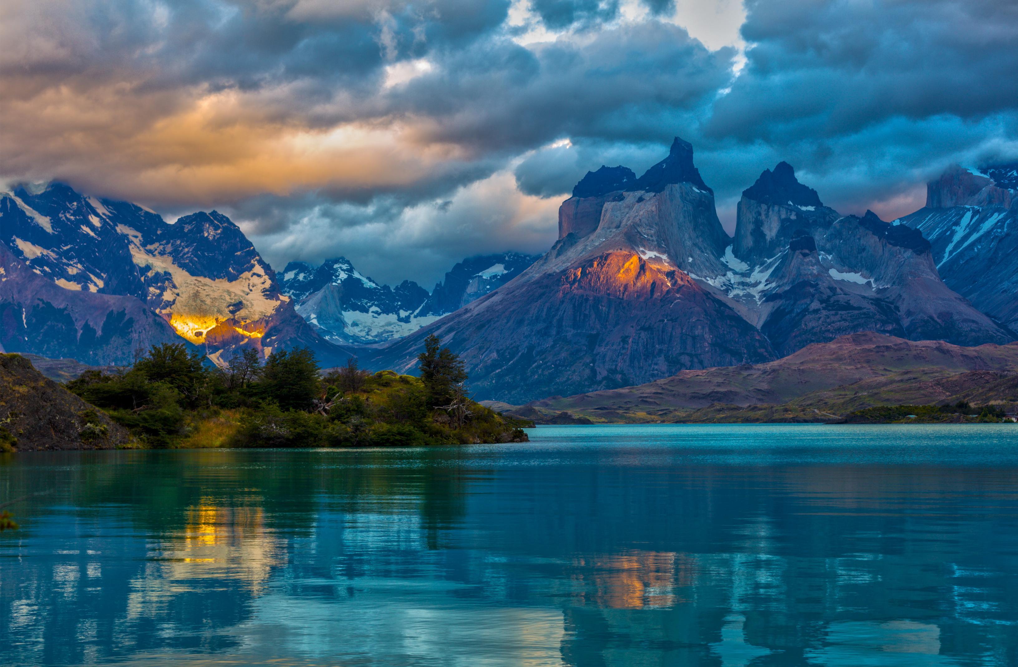 Landscape, Argentina, Mountain, Lake, Patagonia, Clouds, Del Paine National Park HD Wallpaper