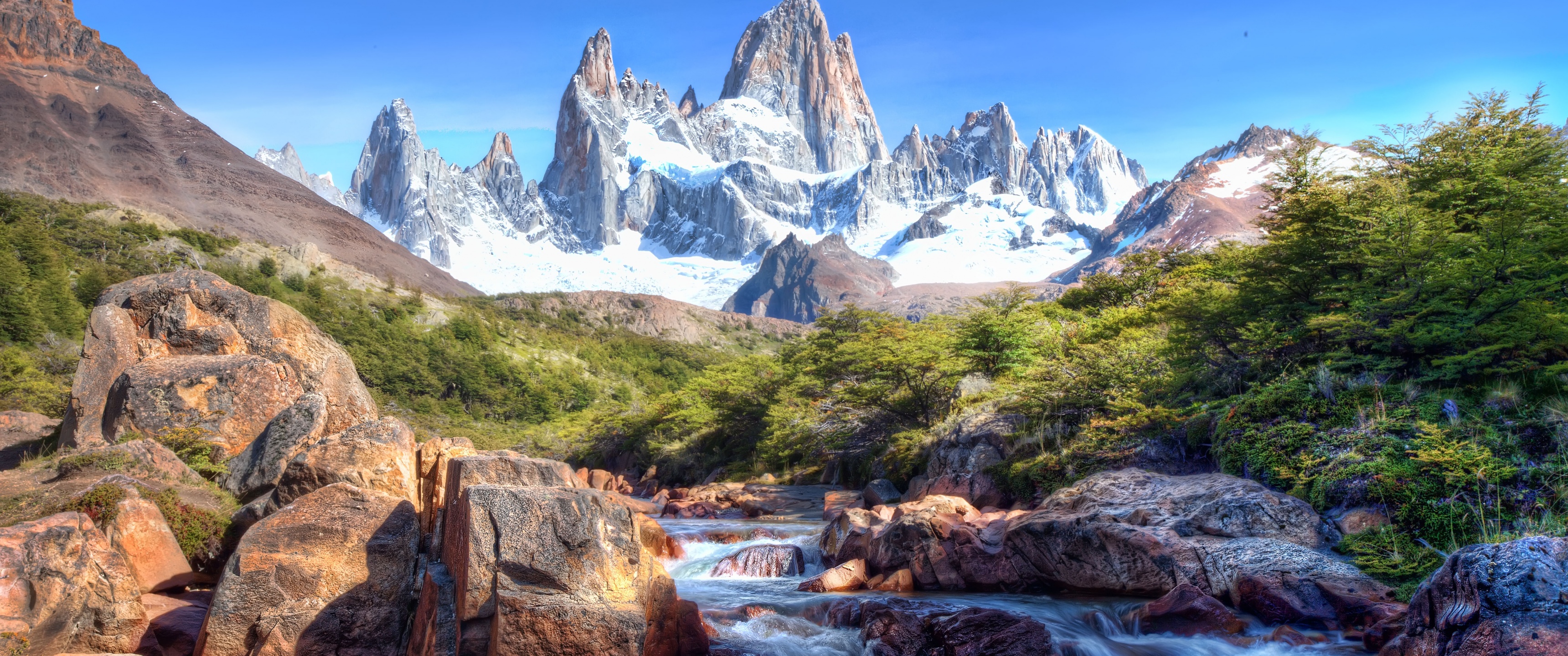 Fitz Roy Wallpaper 4K, Patagonia, Glacier mountains, Snow covered, Nature