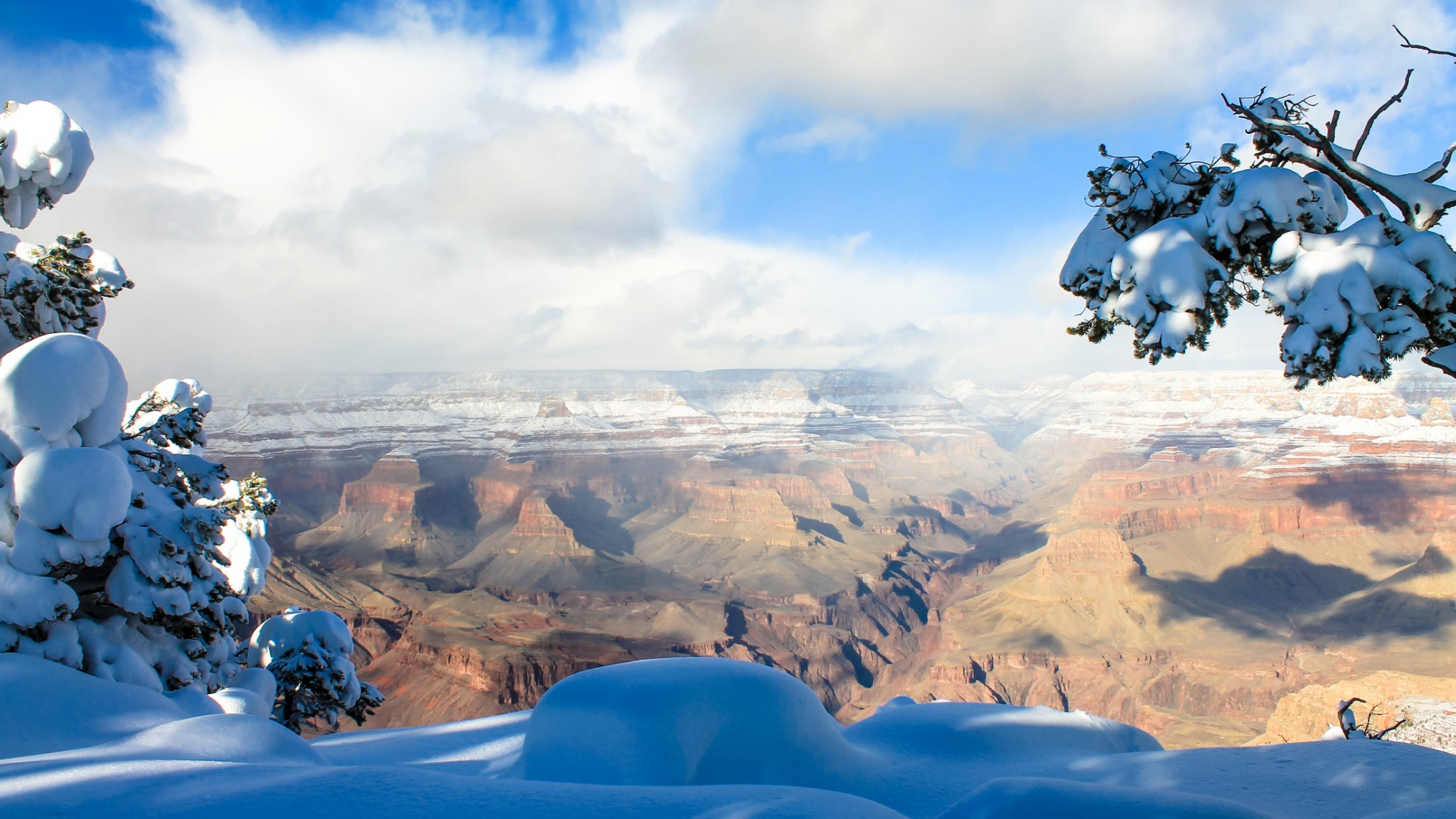 Desktop Wallpaper Grand Canyon, Winter, Snow, HD Image, Picture, Background, Nfy9g0