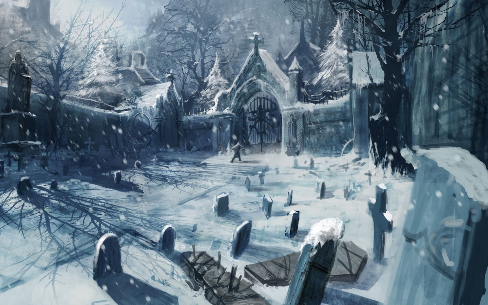 Snowy Cemetery Wallpaper
