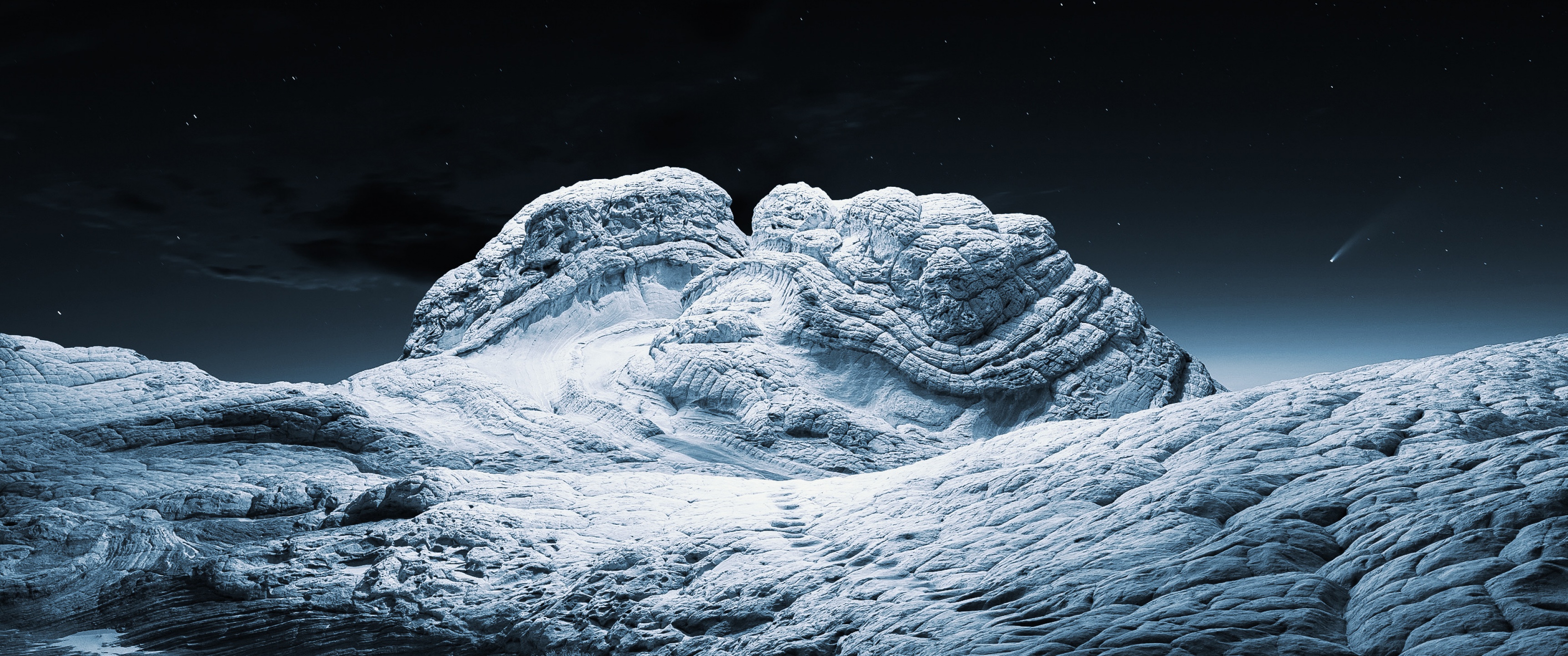 macOS Big Sur Wallpaper 4K, Stock, Cold, Winter, Sedimentary rocks, Night, Nature