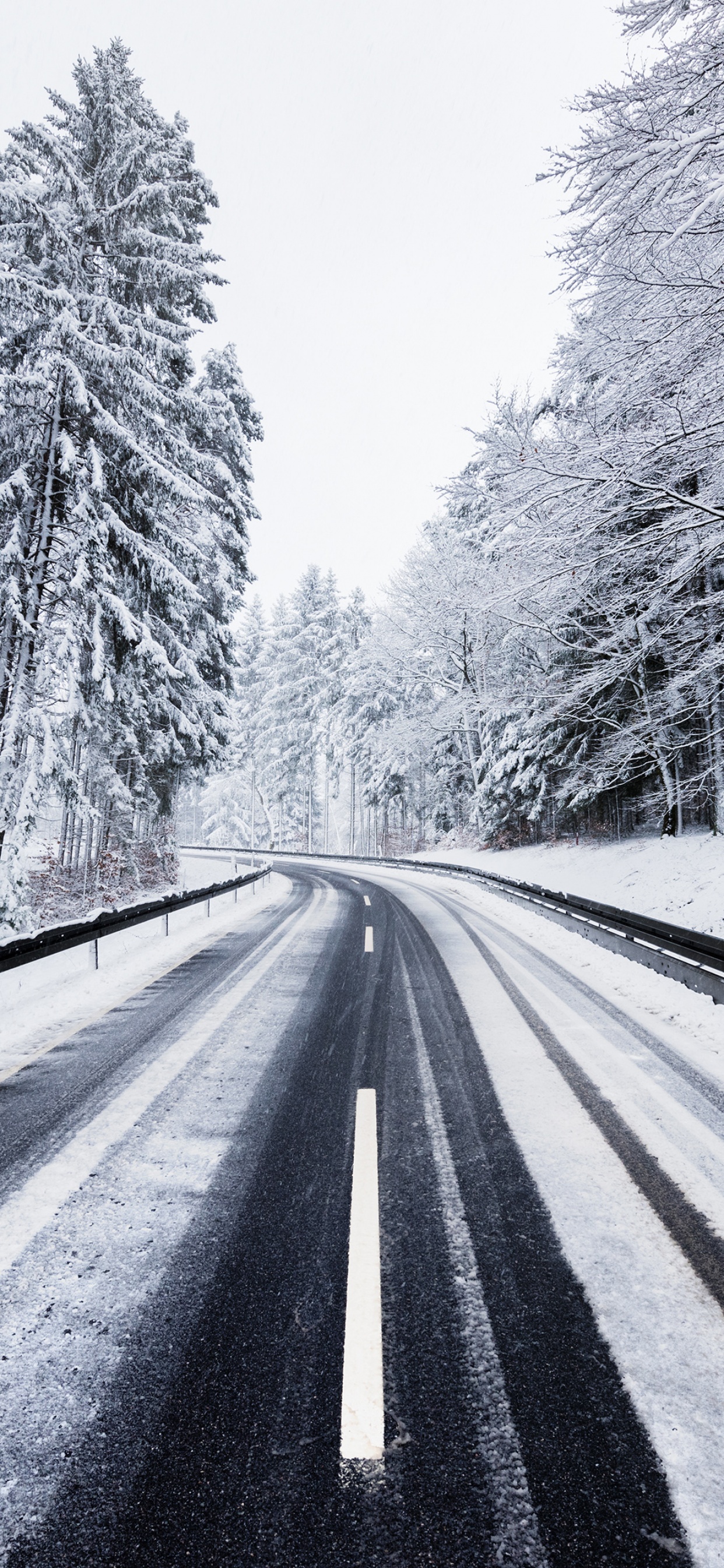Winter Wallpapers 4K, Road, Forest, Snow covered, Trees, Nature,
