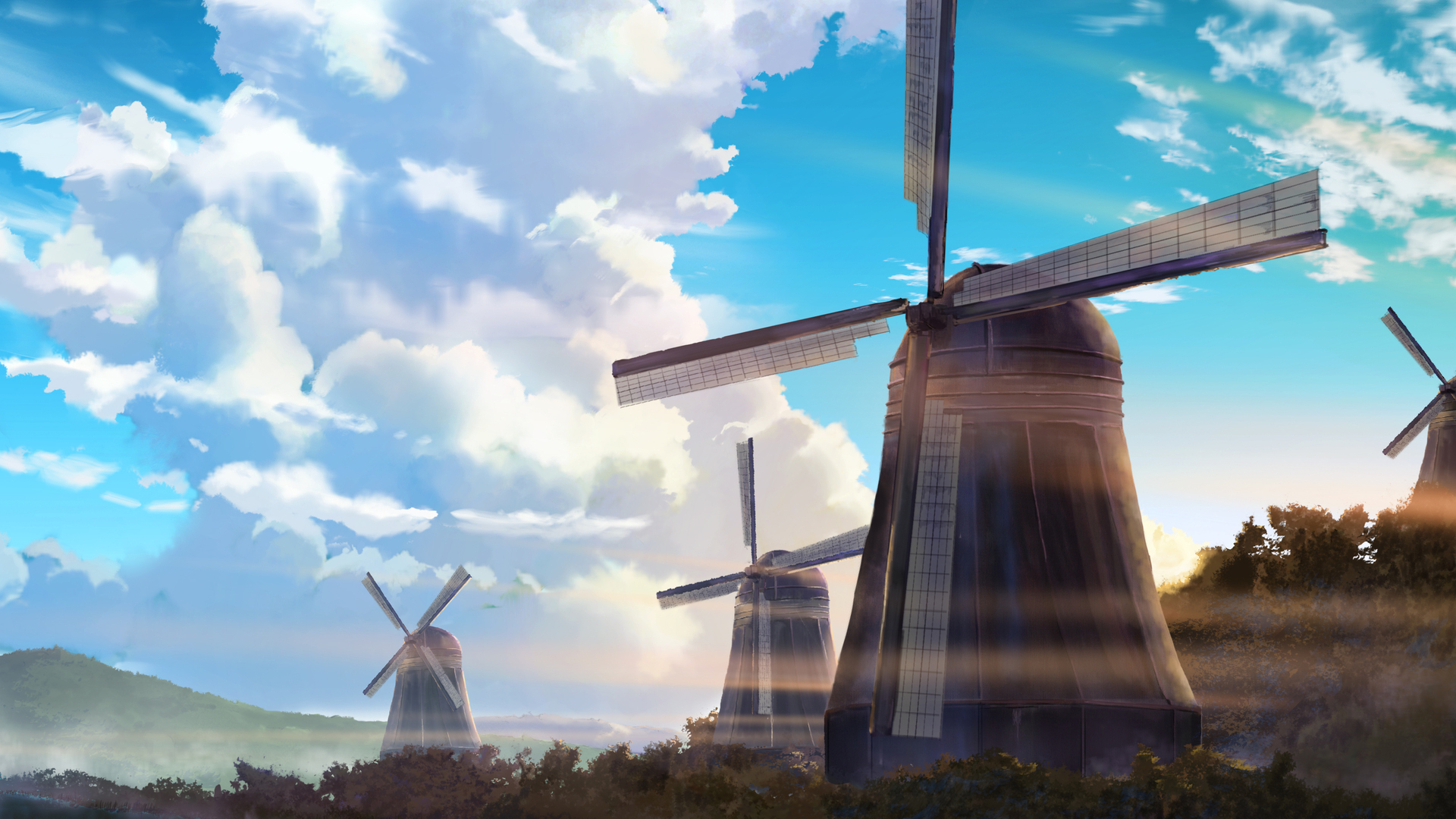 Windmill Anime Scenery 4k Laptop Full HD 1080P HD 4k Wallpaper, Image, Background, Photo and Picture
