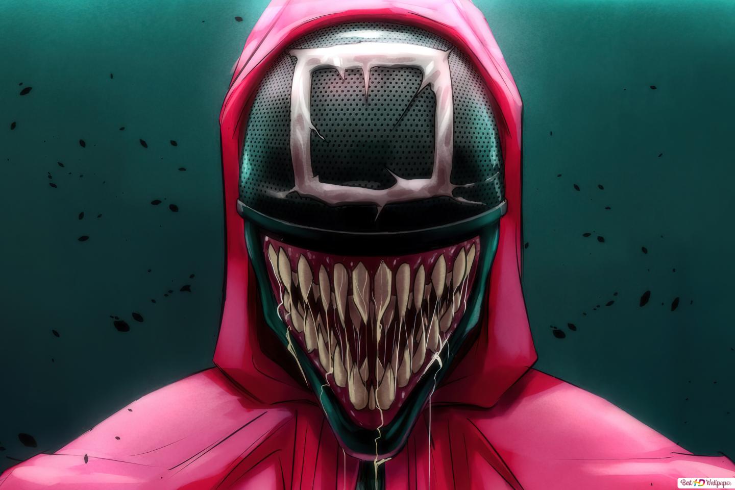 Squid Game Mask Pink Soldier Venom HD wallpaper download