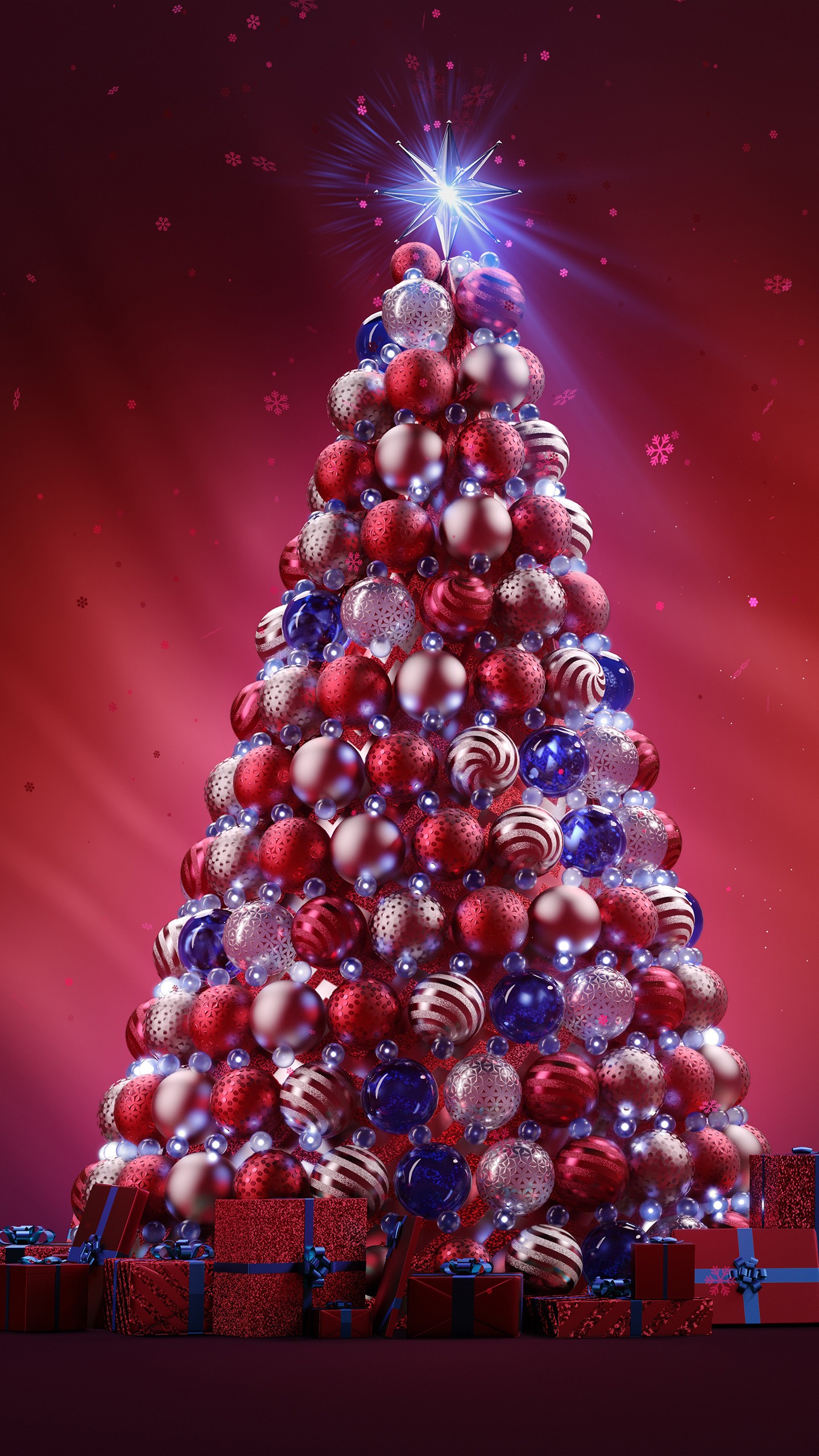 Christmas Ball Ornaments Tree 4K 8K Wallpapers