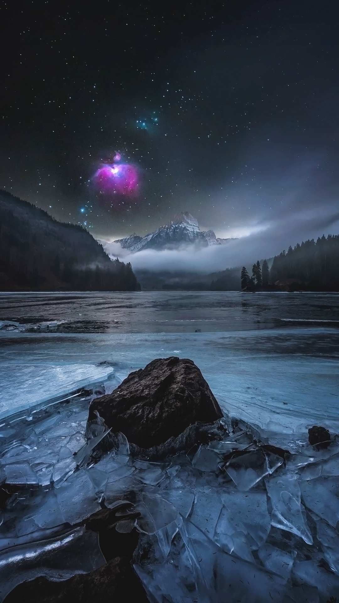 Winter Night Nebula View From Earth iPhone Wallpaper. iPhone wallpaper winter, Night sky wallpaper, Nature photography