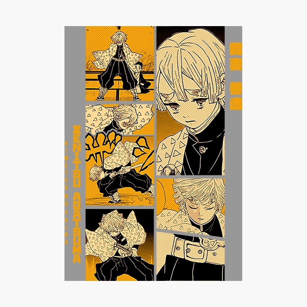 Zenitsu == DEMON SLAYER = Manga Panel Design Poster