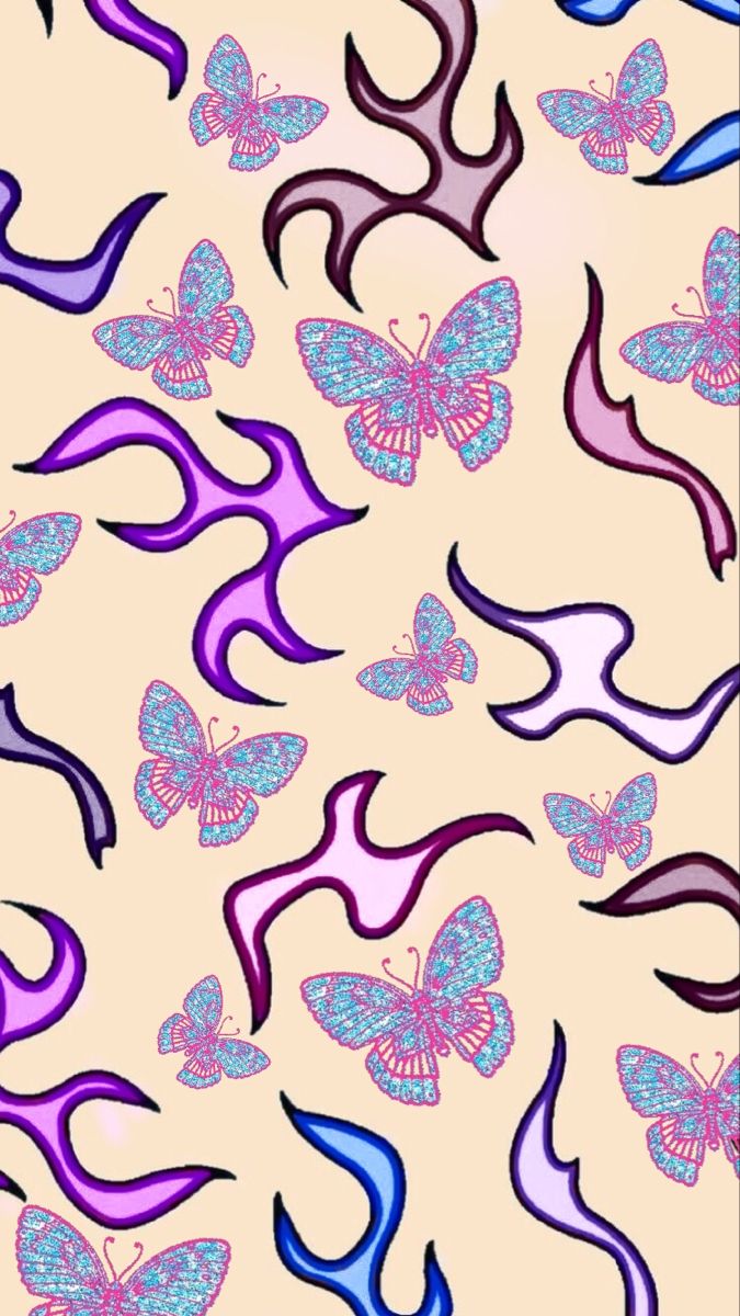 Colourful butterfly flame wallpaper trendy style Y2K baddie indie inspired. iPhone wallpaper themes, Butterfly wallpaper, Aesthetic iphone wallpaper