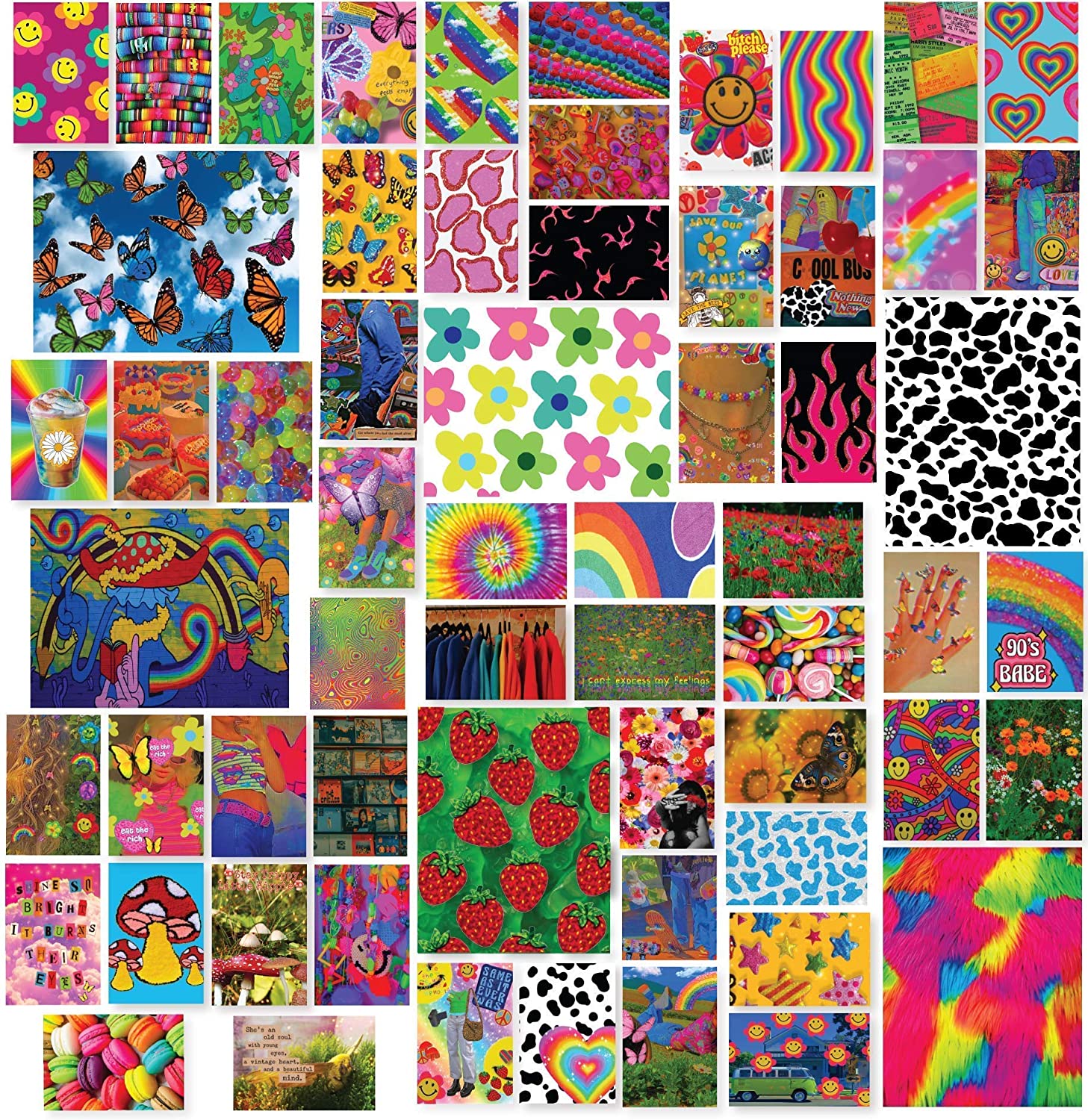 Indie Room Decor Aesthetic Collage Kit for Wall 15 Square Feet Decor for Bedroom Posters and 54 4x6 Inch Image Posters for Room Aesthetic, Handmade Products