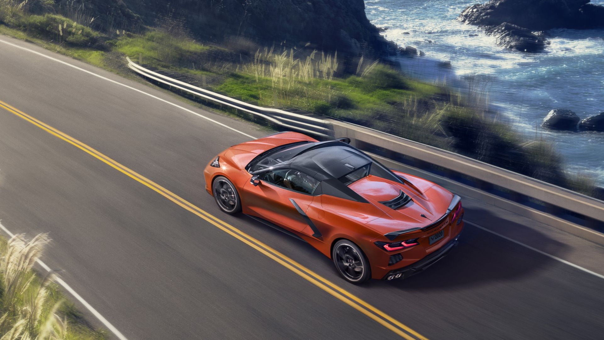 Desktop wallpaper orange chevrolet corvette c sports car, HD image, picture, background, 22af23
