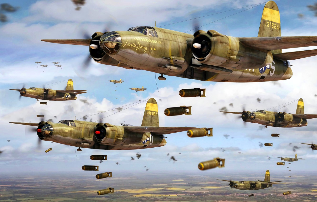 Wallpaper USA, Marauder, WWII, The bombing, B- Bombs, Tactical bomber image for desktop, section авиация