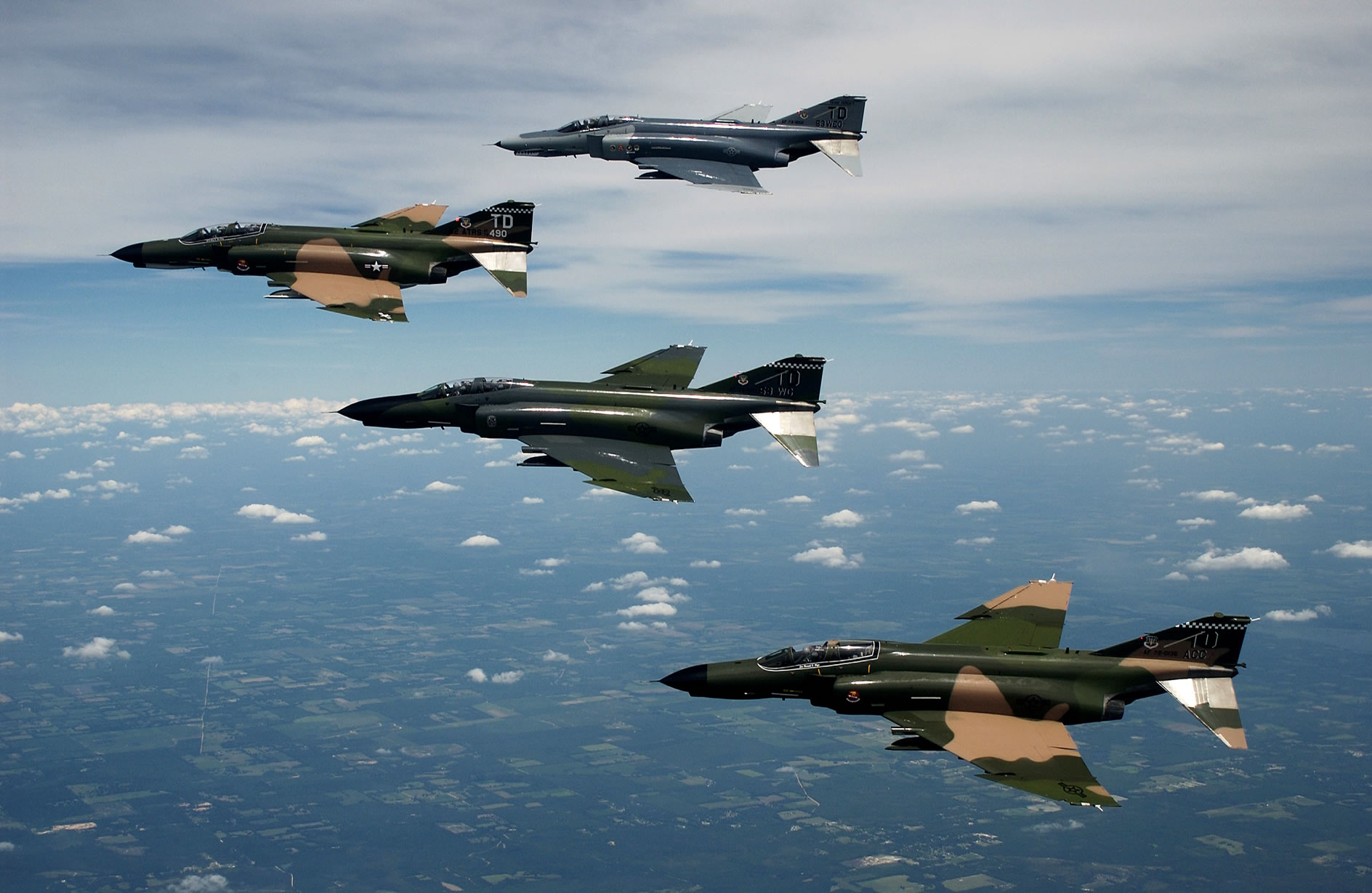F 4 Aircraft Flying In Formation
