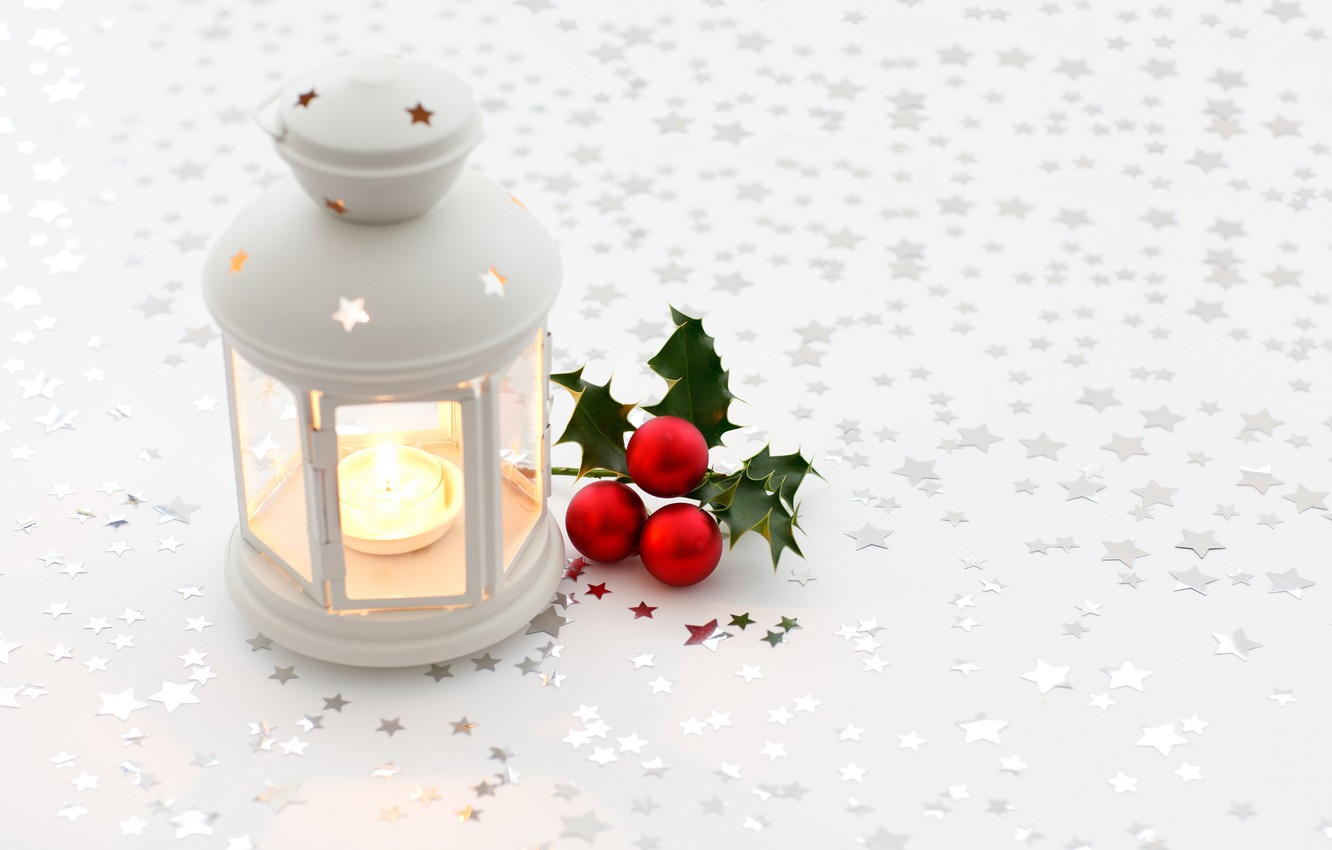 Wallpaper white, balls, balls, candle, New Year, Christmas, flashlight, red, Christmas image for desktop, section праздники