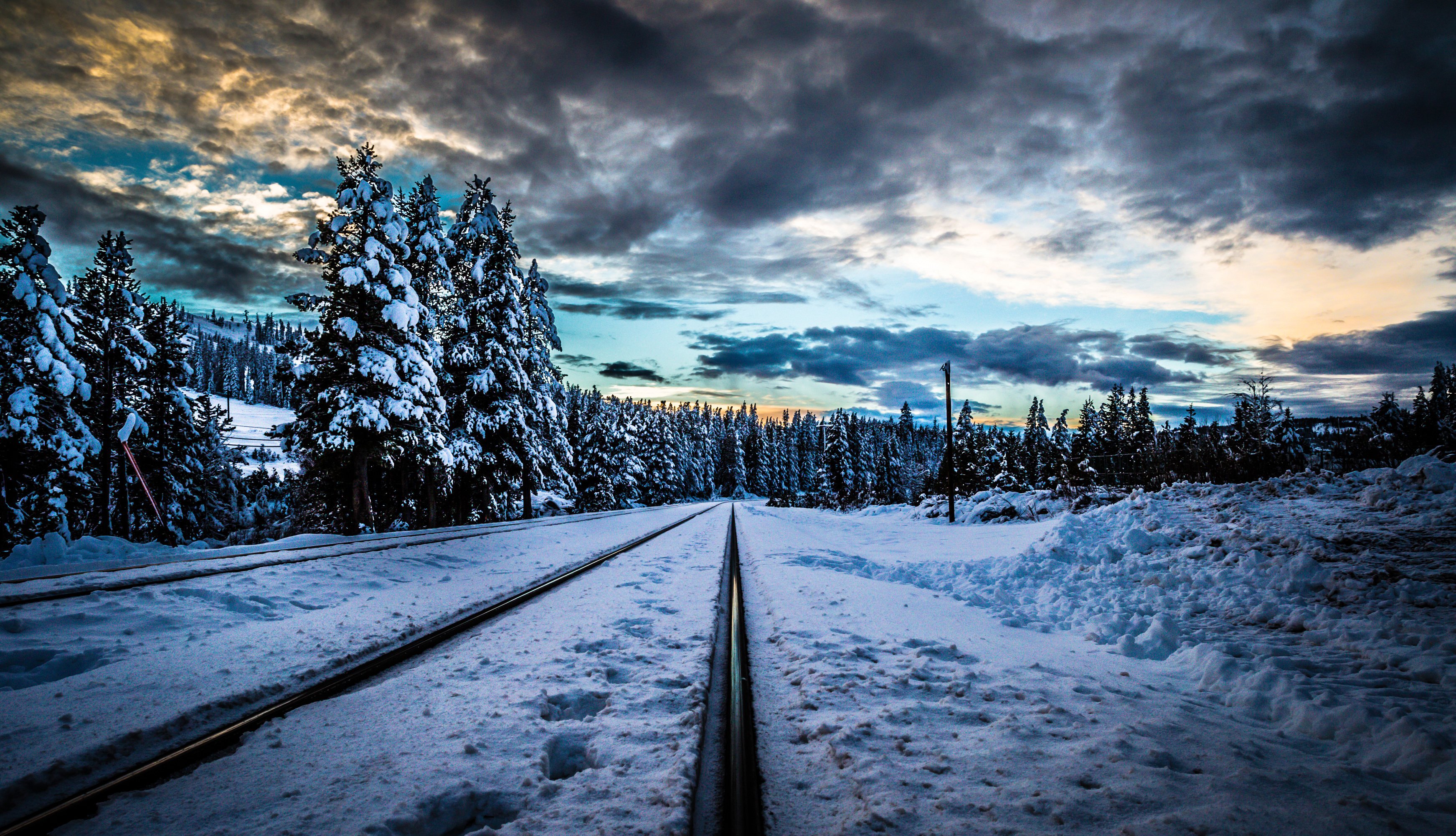 Snow Winter Train Clear Sky Night Lights Railway Photography Outdoors  Krylov Sergey Wallpaper - Resolution:2000x1125 - ID:1179170 - wallha.com