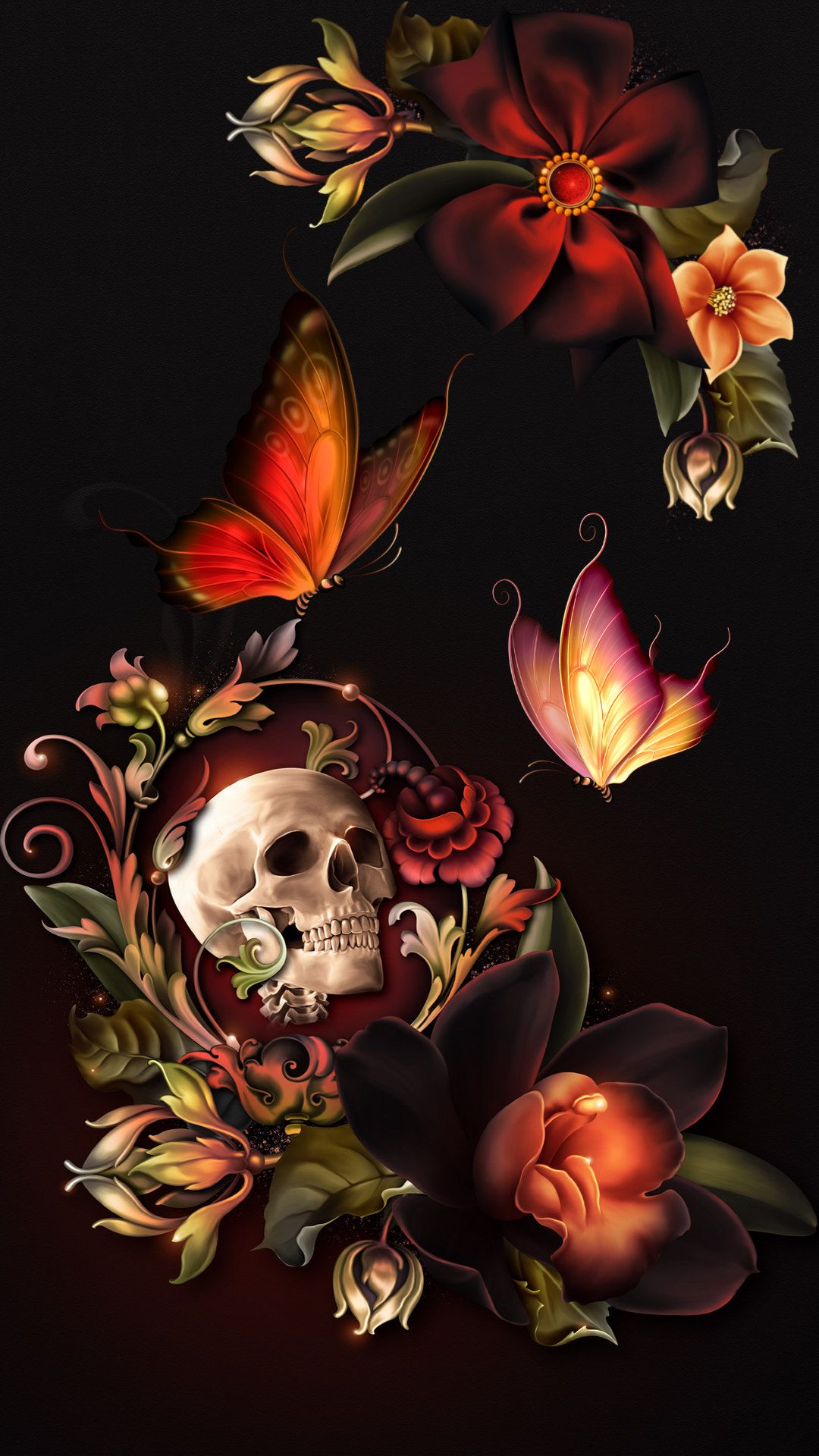 Skull butterflies wallpapers wallpaper cave