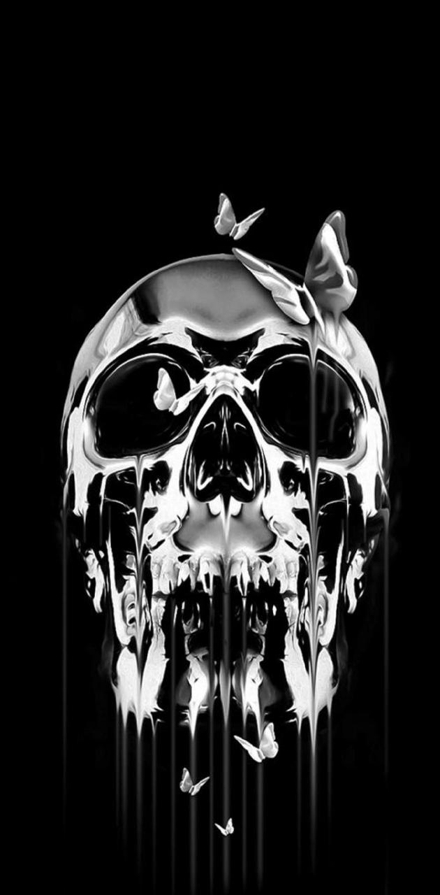 Skull N butterflies wallpaper