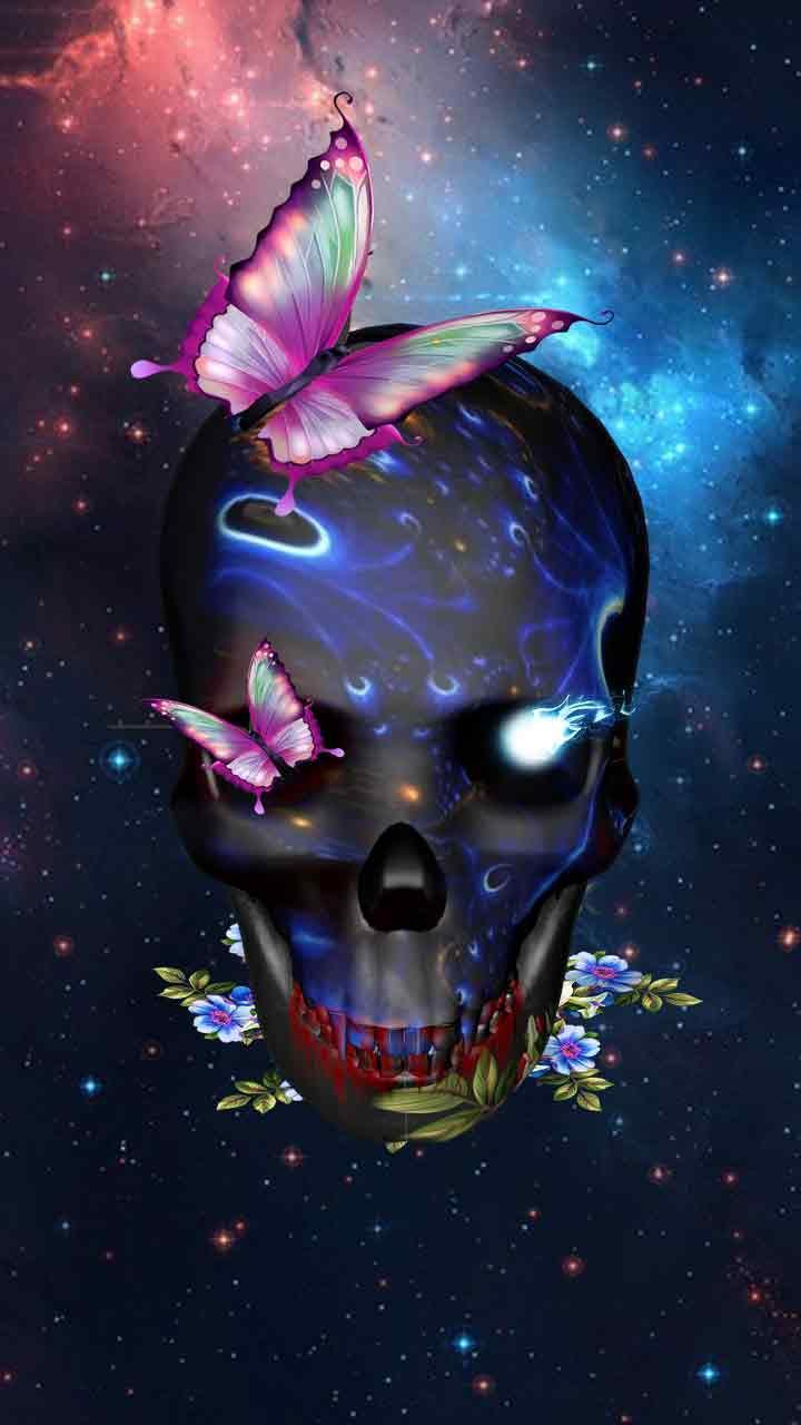 3D galaxy Skull butterfly theme for Android