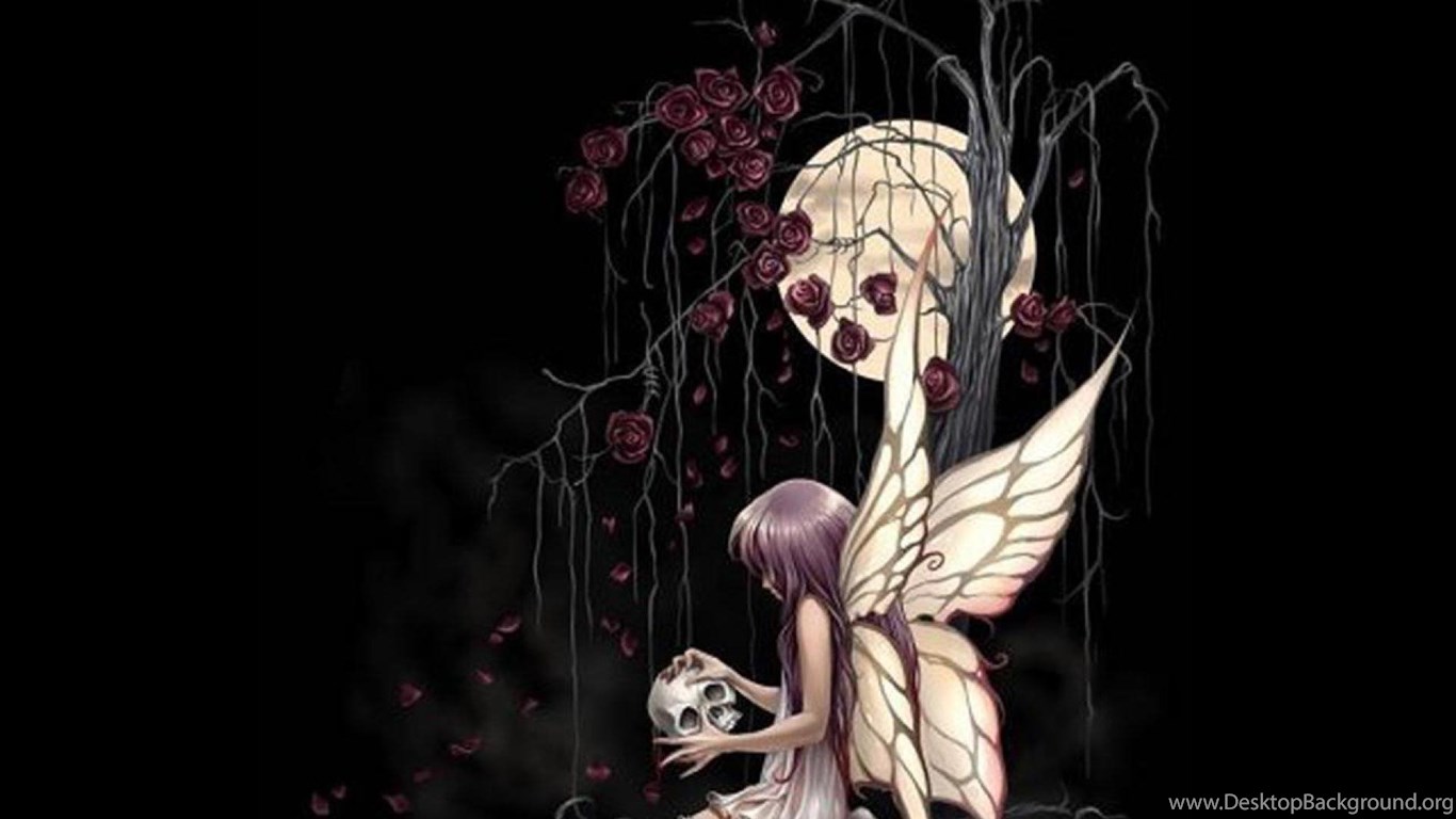 Cute Angel Butterfly With Skull Wallpaper Desktop Background