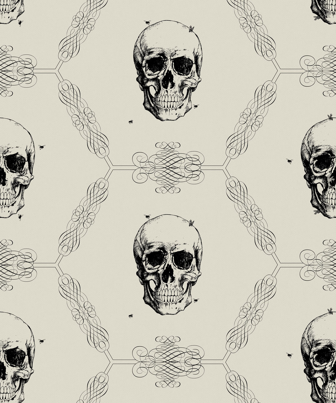 Skull & Bee Gothic Wallpaper, Kingdom Home