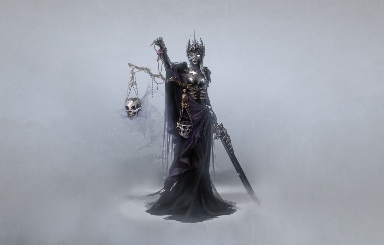 Wallpaper Girl, Minimalism, Skull, Girl, Sword, Libra, Death, Darkness, Art, Art, Darkness, Death, Libra, Crown, Crown, Minimalism image for desktop, section минимализм