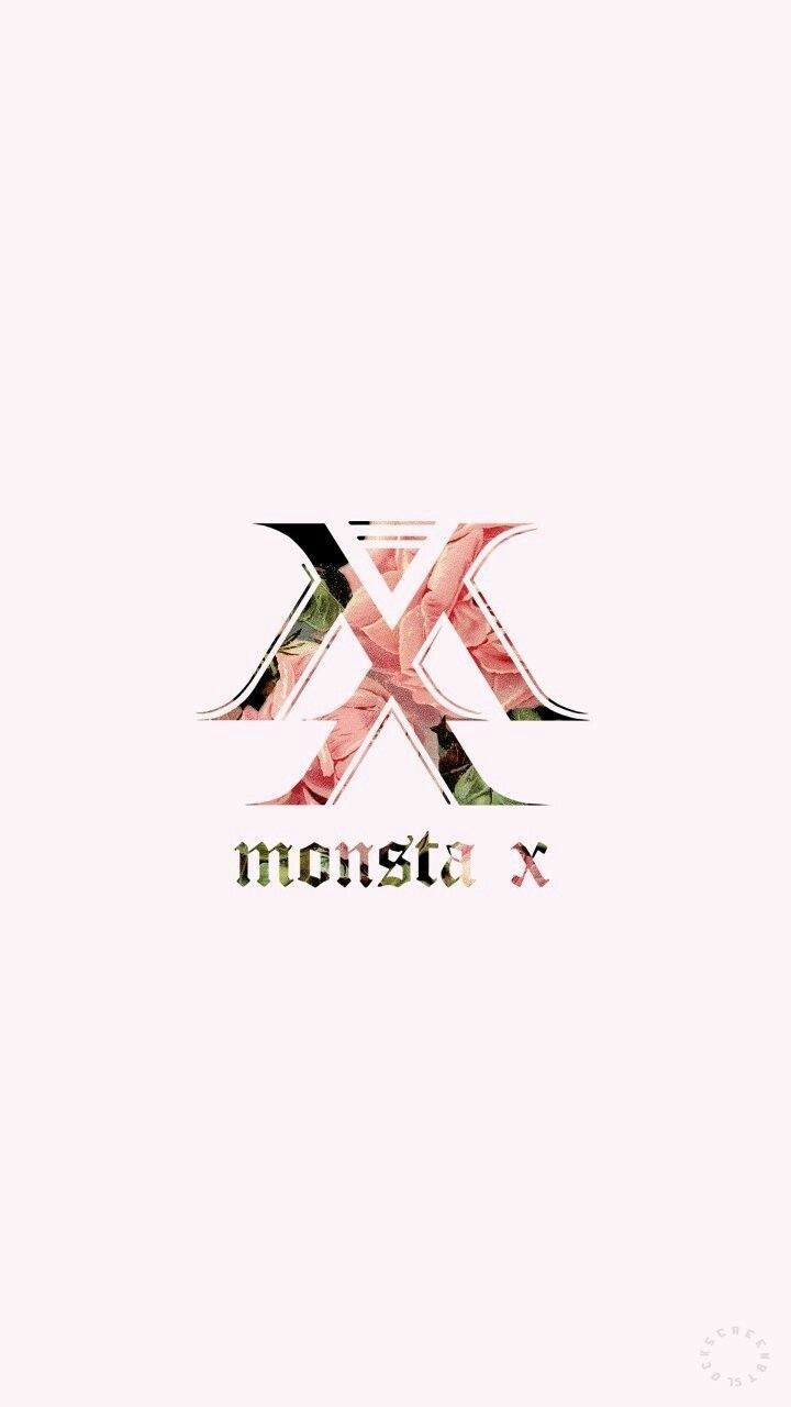 Monsta X pink and floral logo wallpaper. Monsta x, Kpop wallpaper, Wallpaper