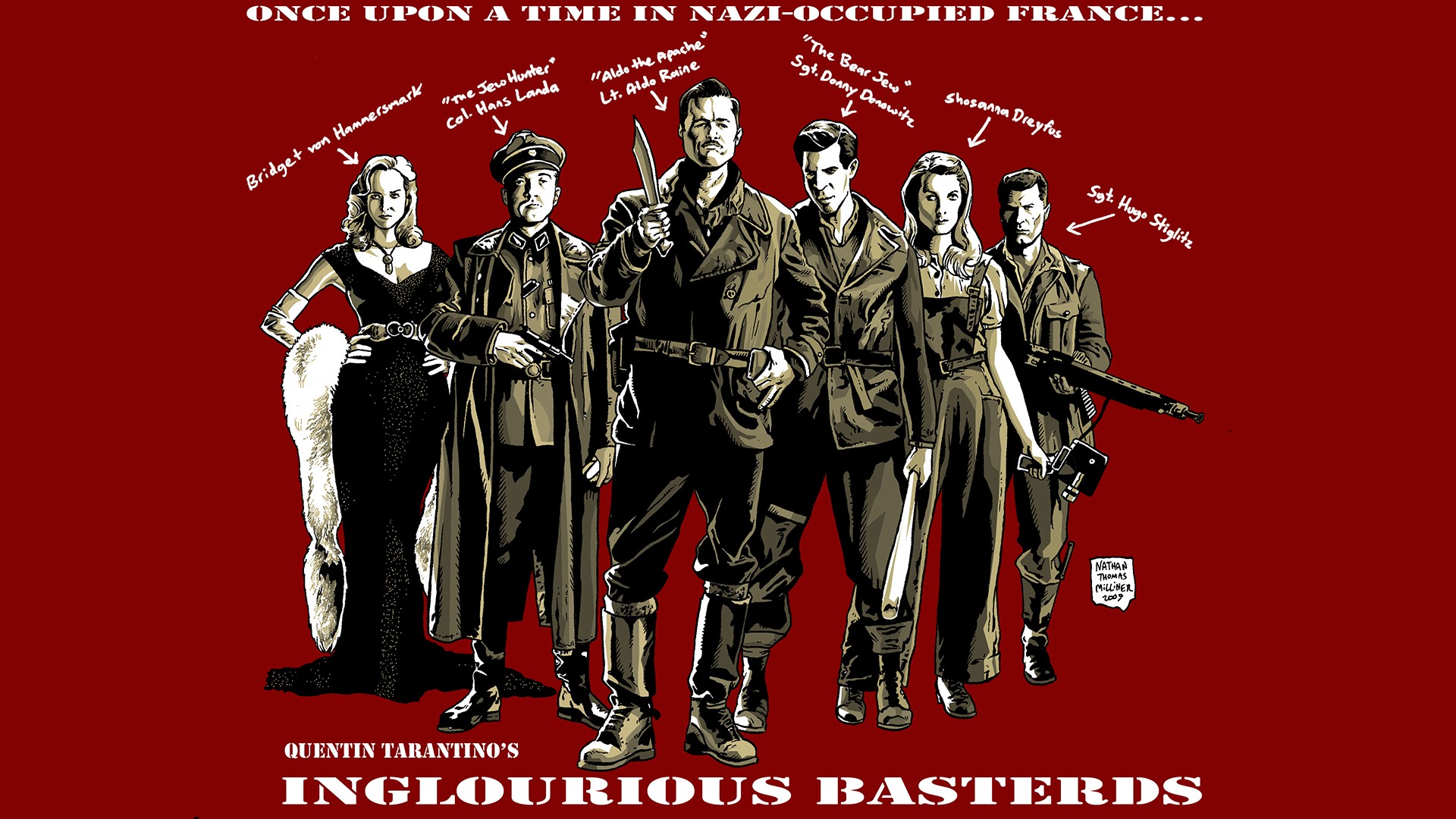 Movies Quentin Tarantino fan art Inglourious Basterds wallpaperx1080