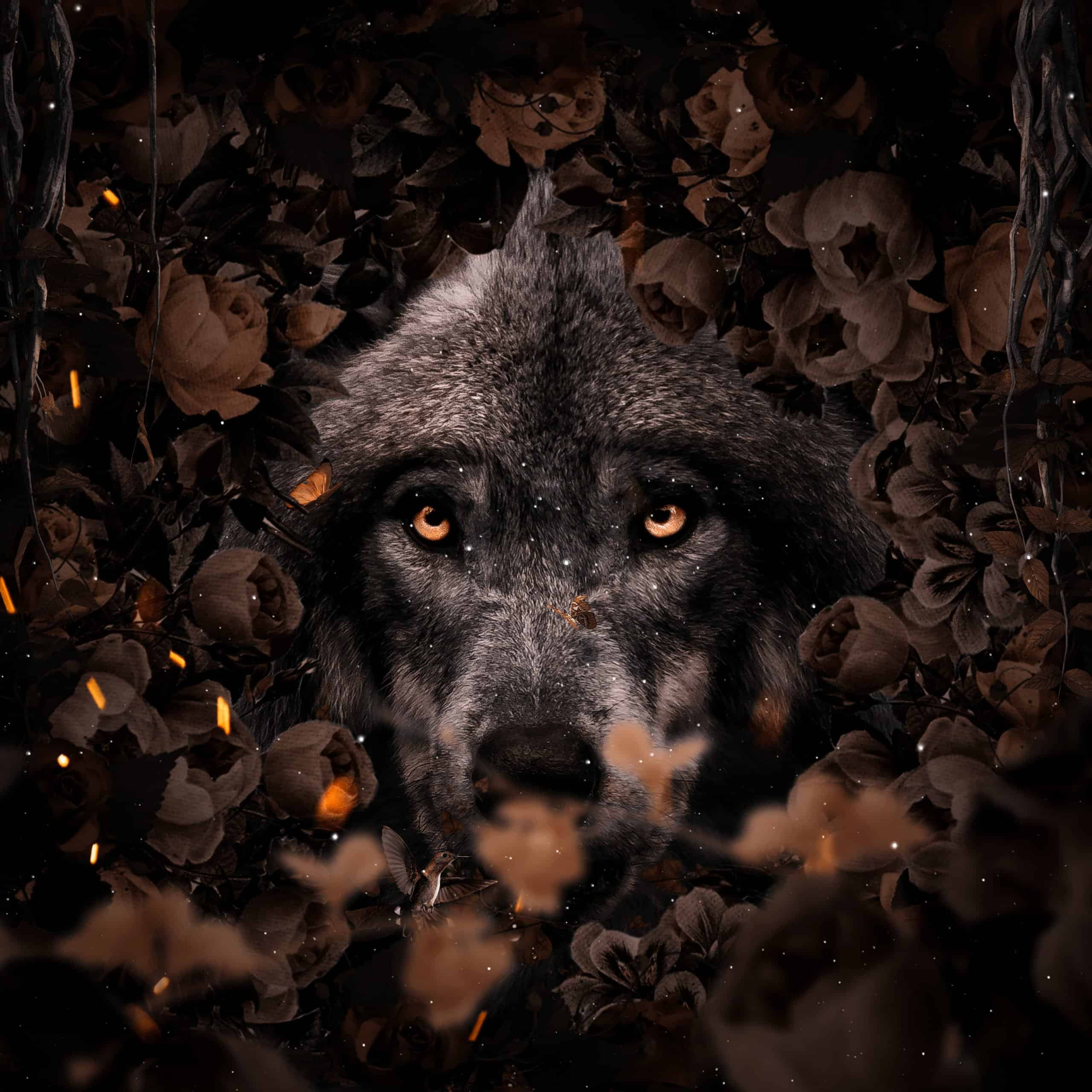 Create a nature scene of Wolf in flowers Photohop Tutorial