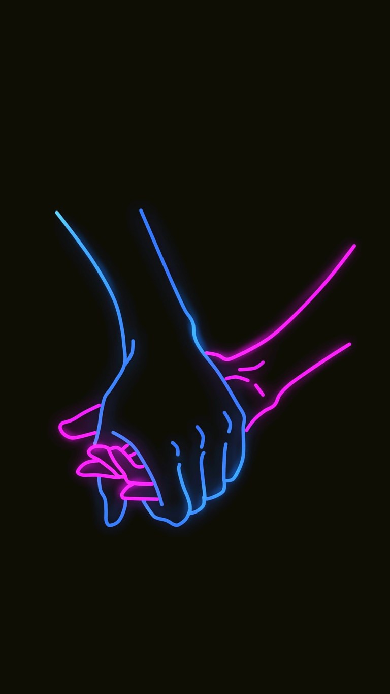 Holding Hands Neon Black Love Android HD Wallpaper Download