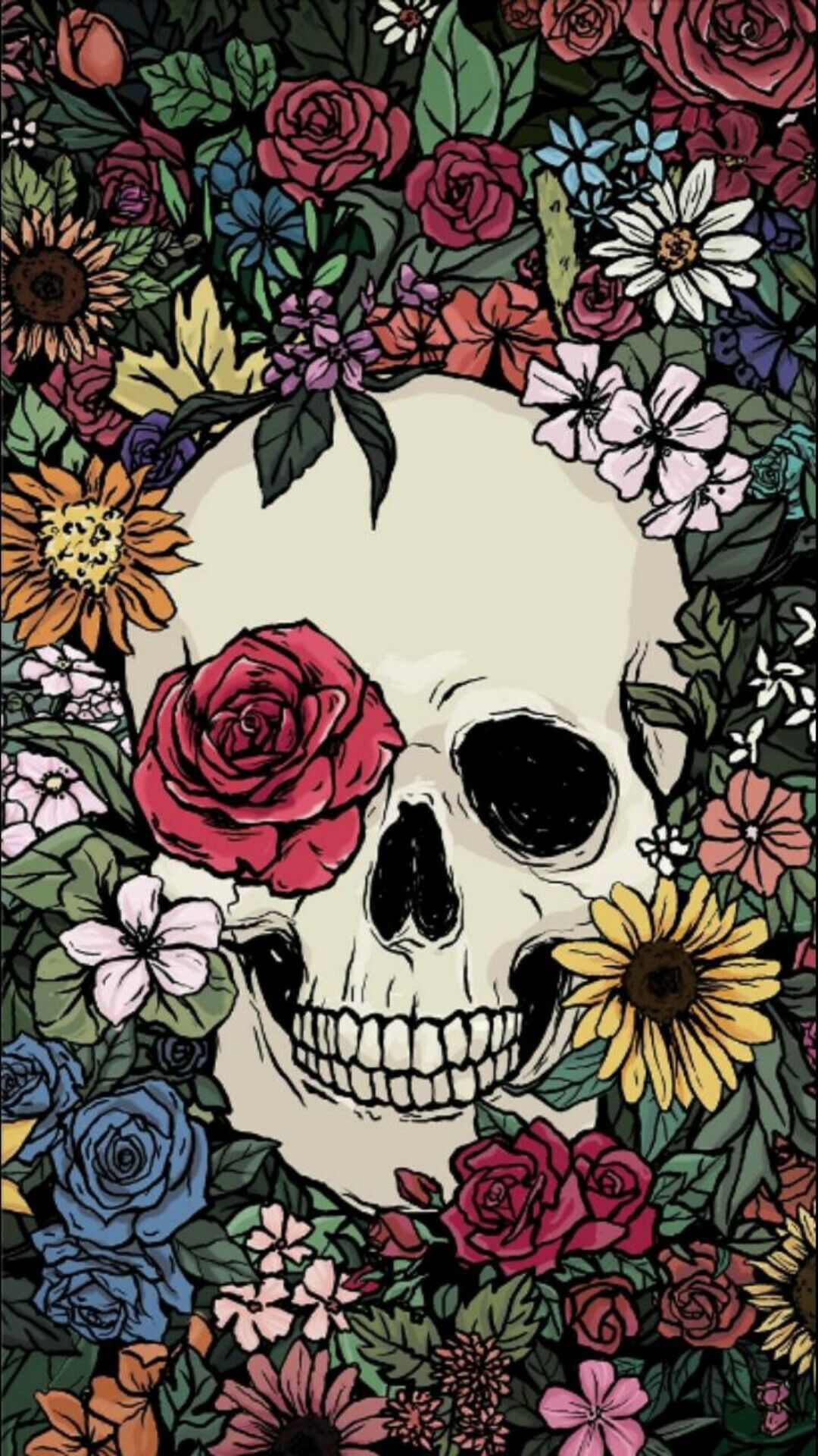 Skulls and Flowers Wallpaper Free Skulls and Flowers Background